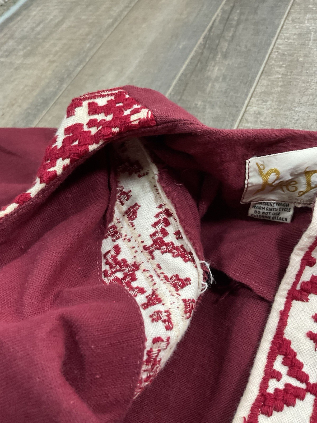 Vtg Rae Rag Dolls San Fransico Dress Maroon Bohemian Small (see Measurement)