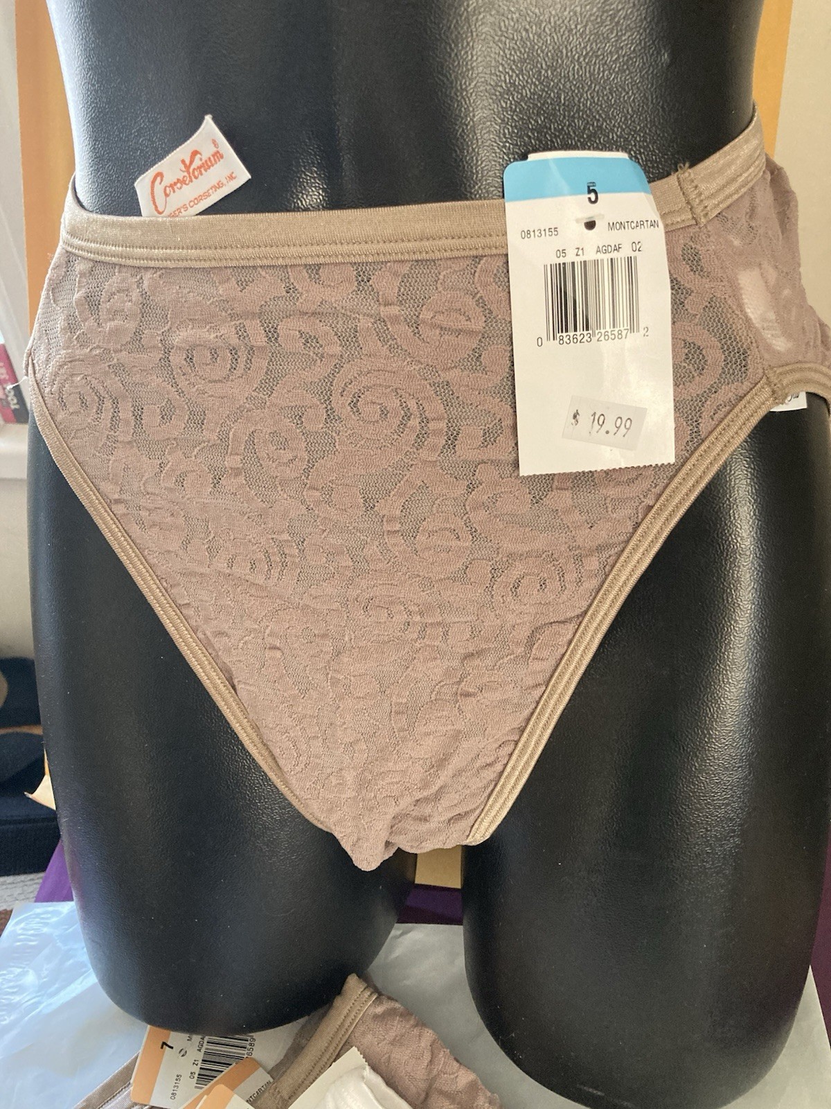 Vanity Fair Panties Cafe Au Lait, White Semi Sheer Lace Hi Cut Briefs Vtg New