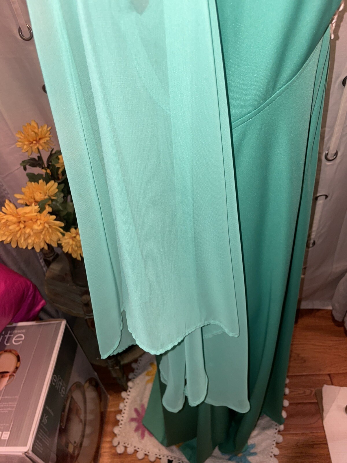 VTG JC Penney’s Fashions Dress Formal Gown Chiffon angel Sleeves Prom Sz M