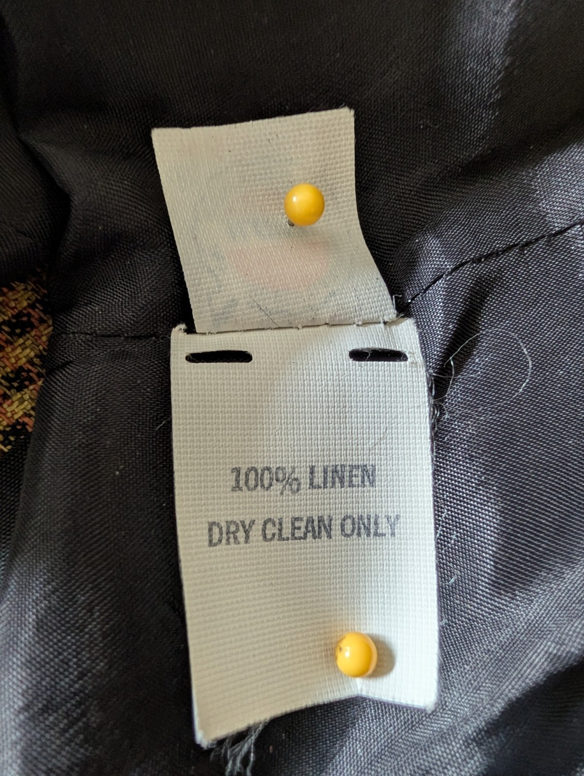 Vintage 80s Yellow Plaid Linen Skirt Suit Black Career Wear to Work Size 6