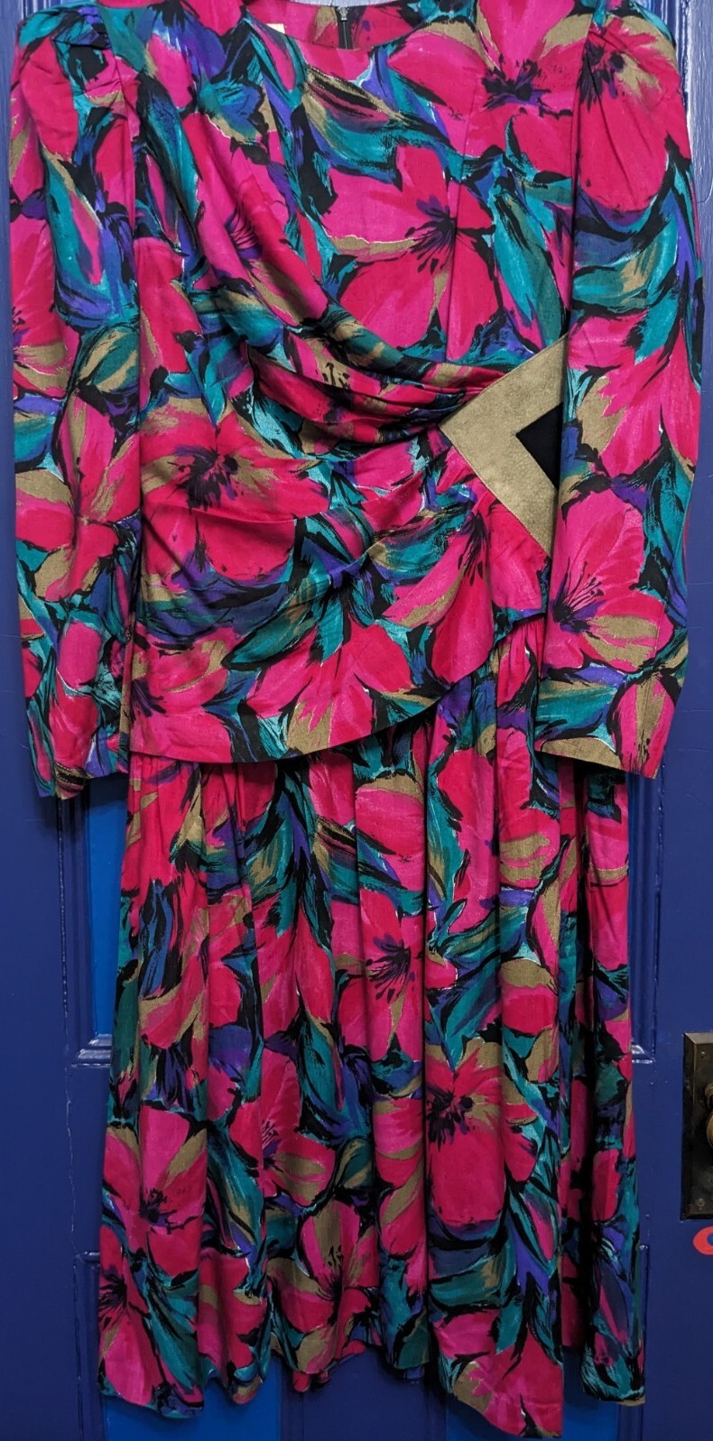 *Vintage Act 1 New York*Faux Wrap Around Dress*Size 12*Suede*Colorful