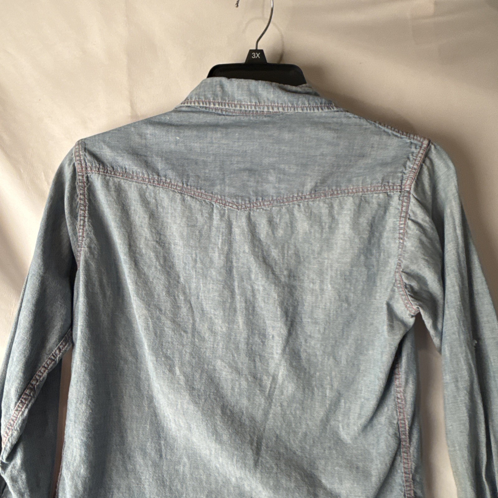 Vintage 70s Landlubber USA Blue Denim Shirt Western Snap Up Women’s Hippie Boho