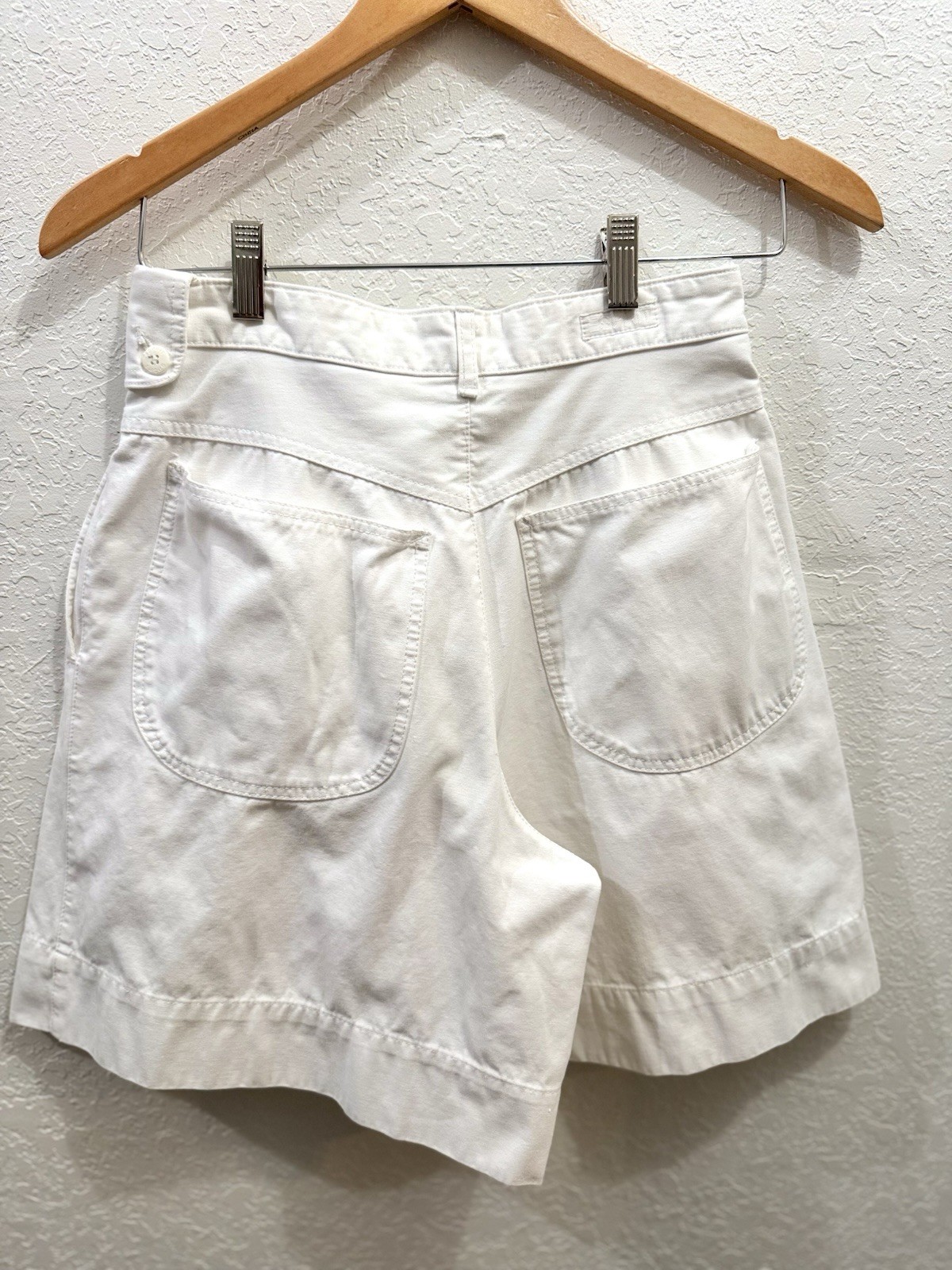 Vtg 80s 90s Esprit Sport White Pleated Cotton Shorts High Waist Mom Safari Sz7/8