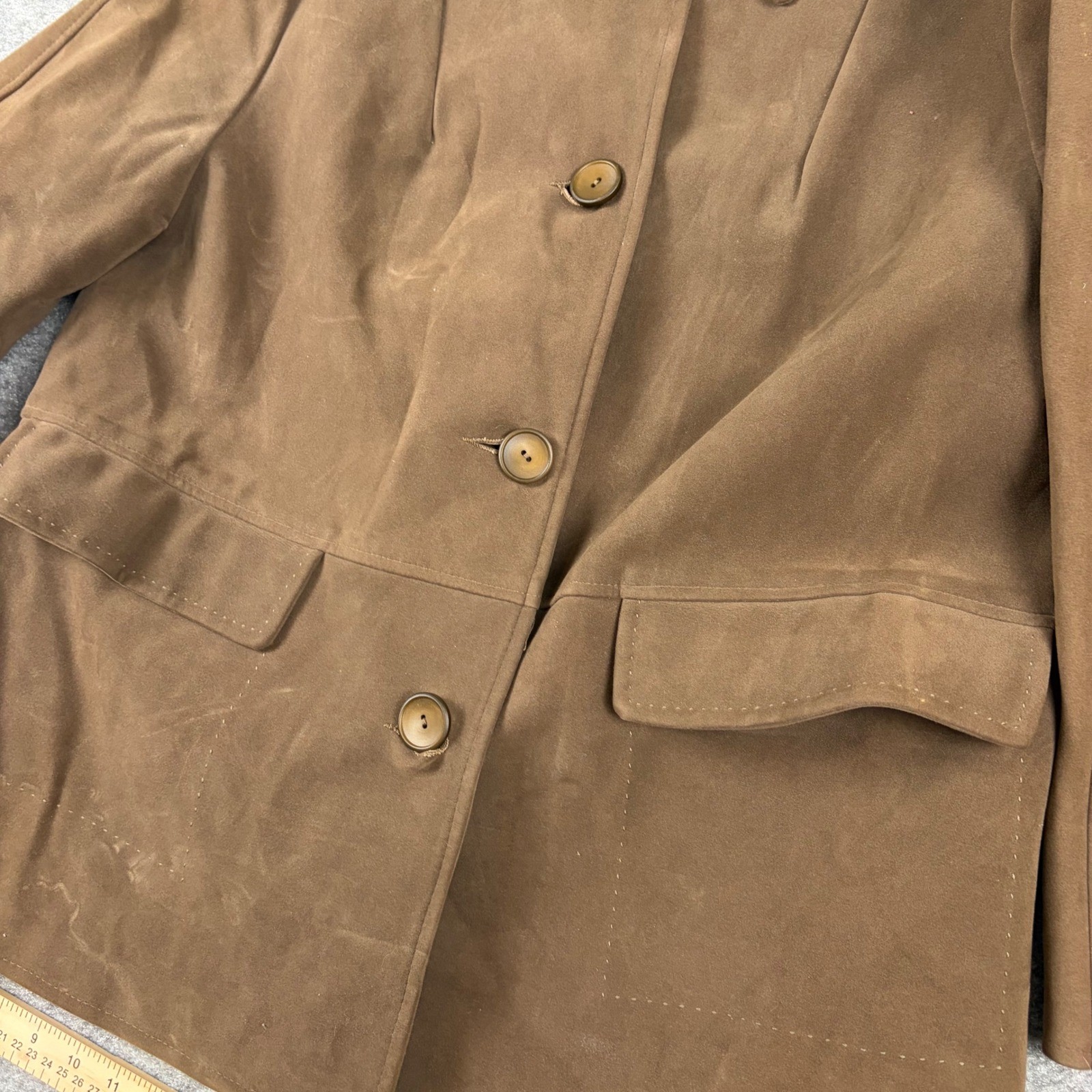Sears Napoli Suede Jacket Womens Brown Faux Suede Vinyl Vintage 70s Coat