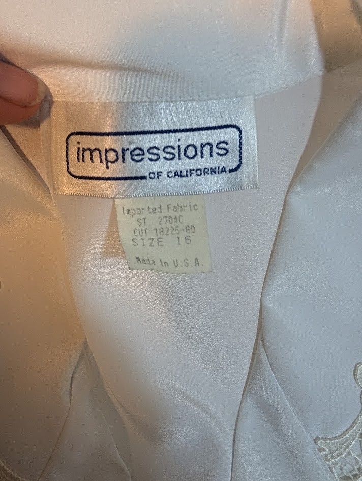 VTG Impressions of California women’s size 16 silky embellished blouse USA I9