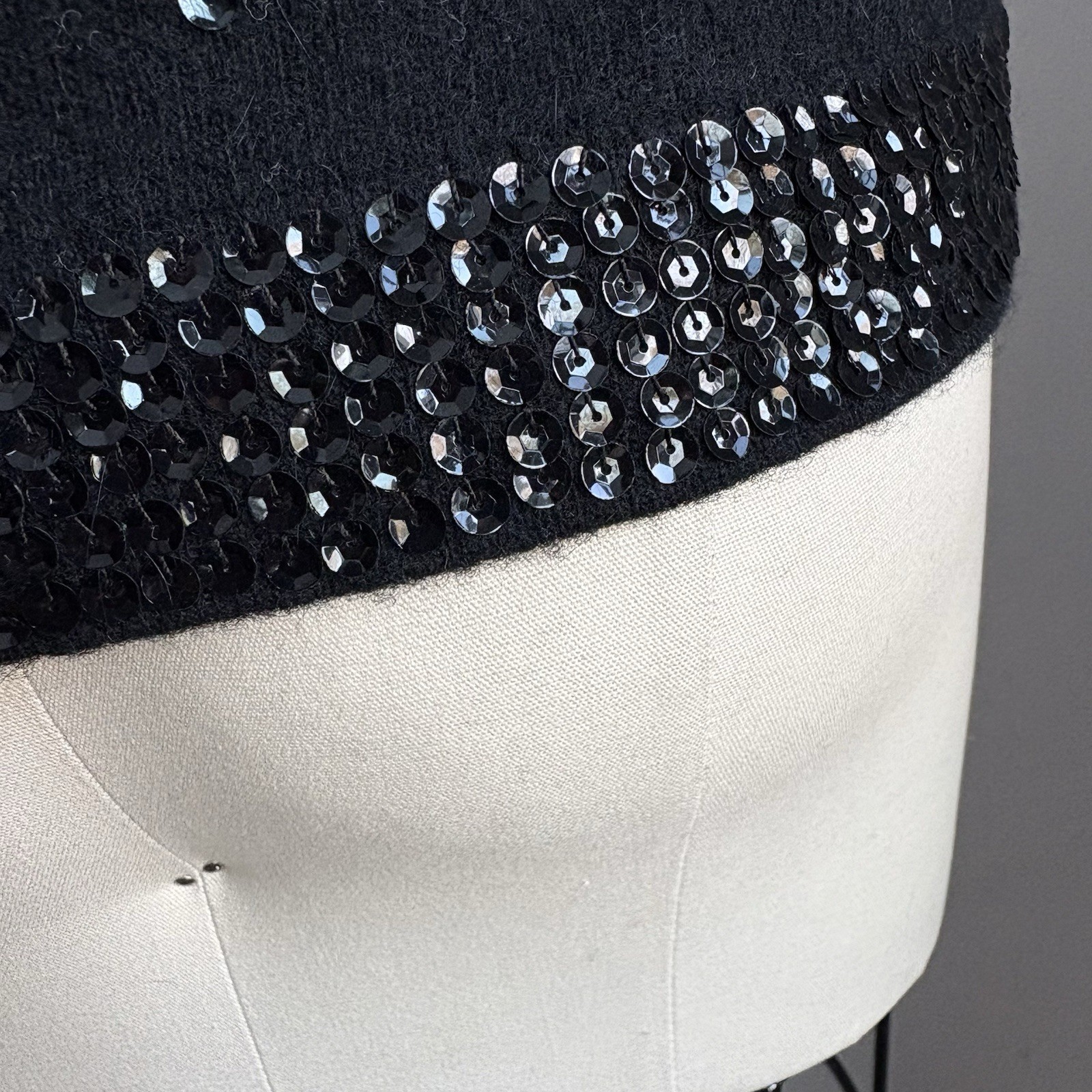 Vintage 60’s NOS Marchessa Int’l Black Beaded Sequin Tank Sweater w/ tag Medium