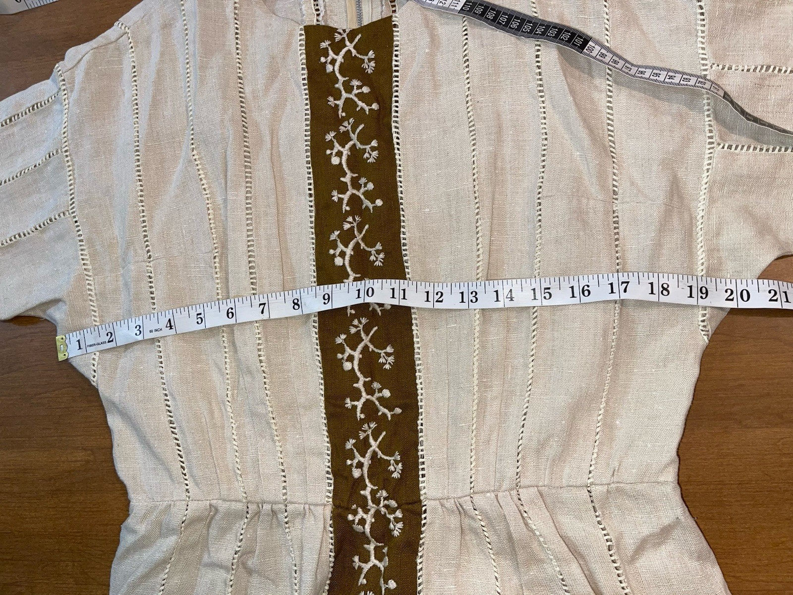 Vintage 50’s 100% Linen Carlye Dress 10 Beige Conmar Zipper Movie Set Broadway