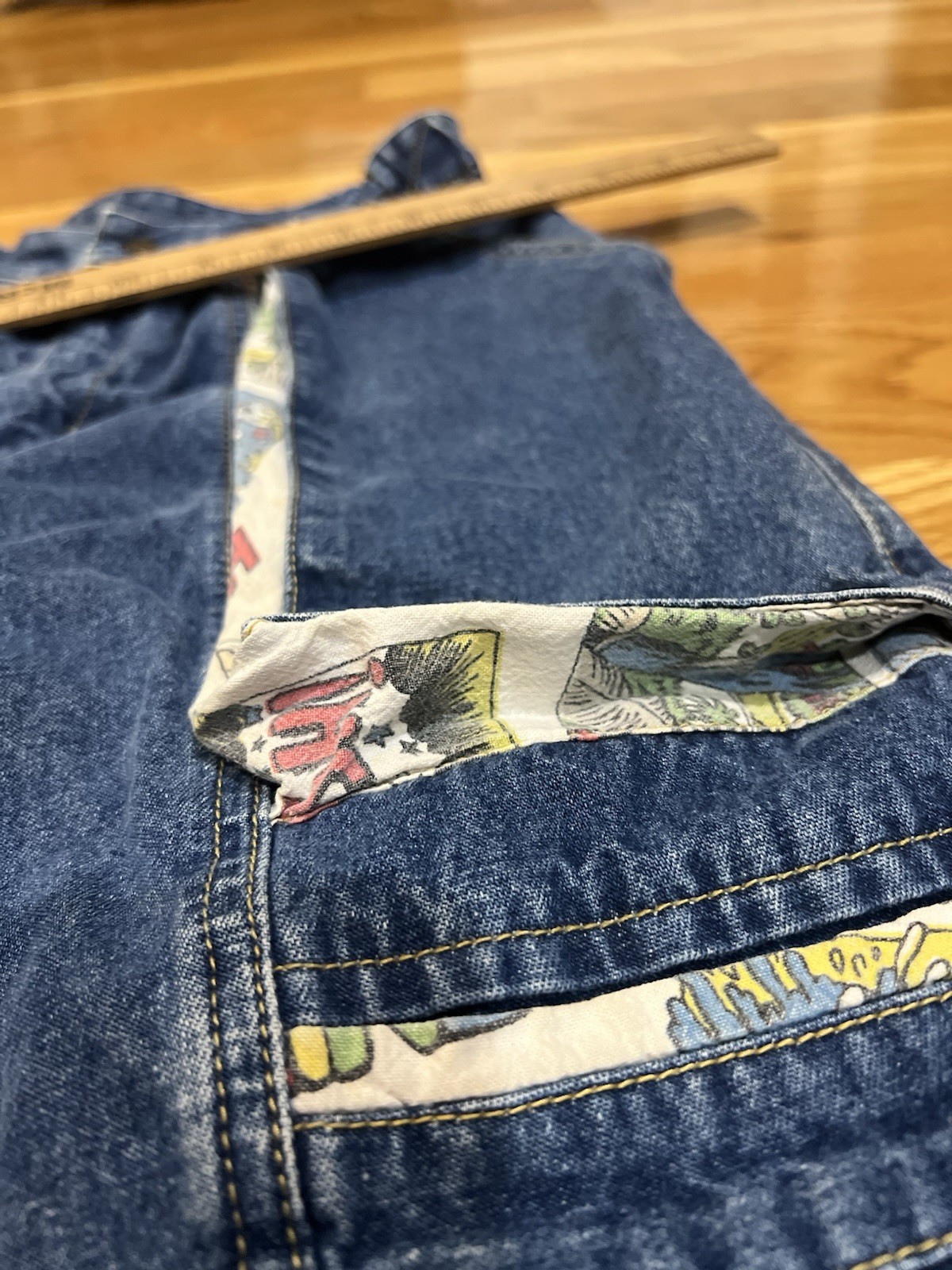 Rare VTG 80s Women’s Gasoline Jeans Comic Strip Accented Pockets/ Snap Buttons