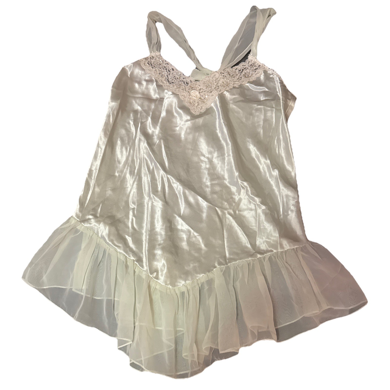 Vintage Delicates Ladies Gown Size Large USA Light Green Chemise Nightie