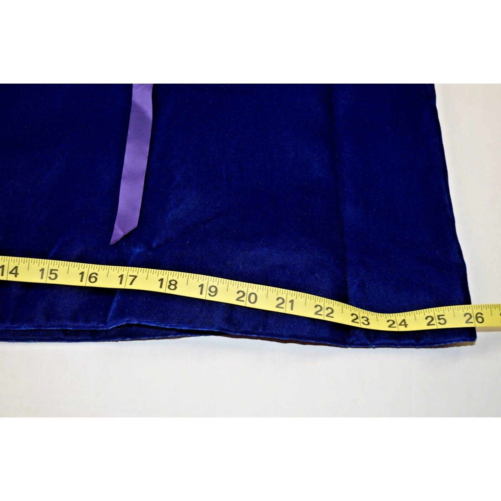 Vintage Dress Size S 70s Blue Velvet Ribbon Trim Empire Waist Button Back