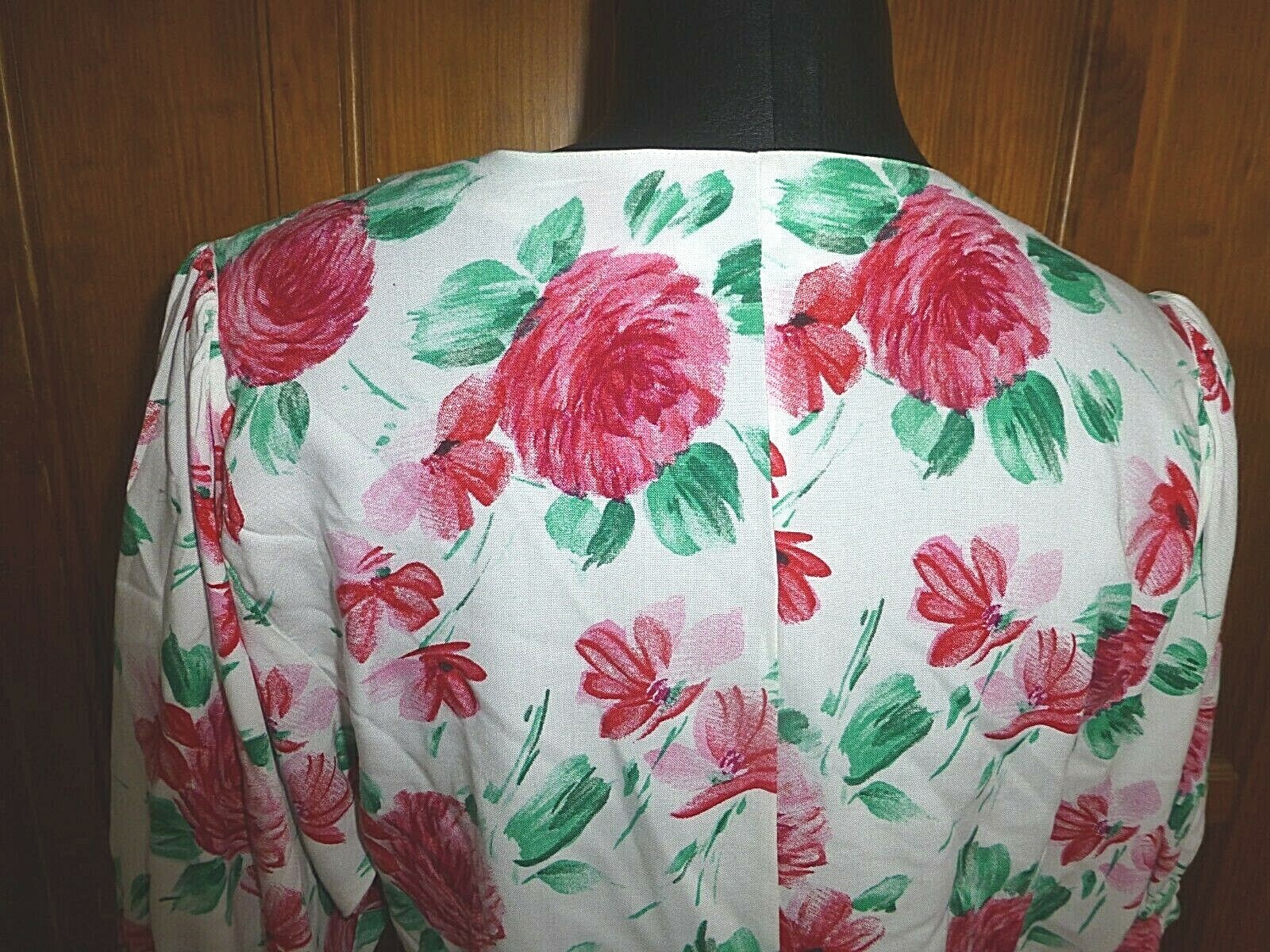 VTG 80s Watercolors Floral Print Boho Puff Sleeve Button down BLOUSE TOP sz M