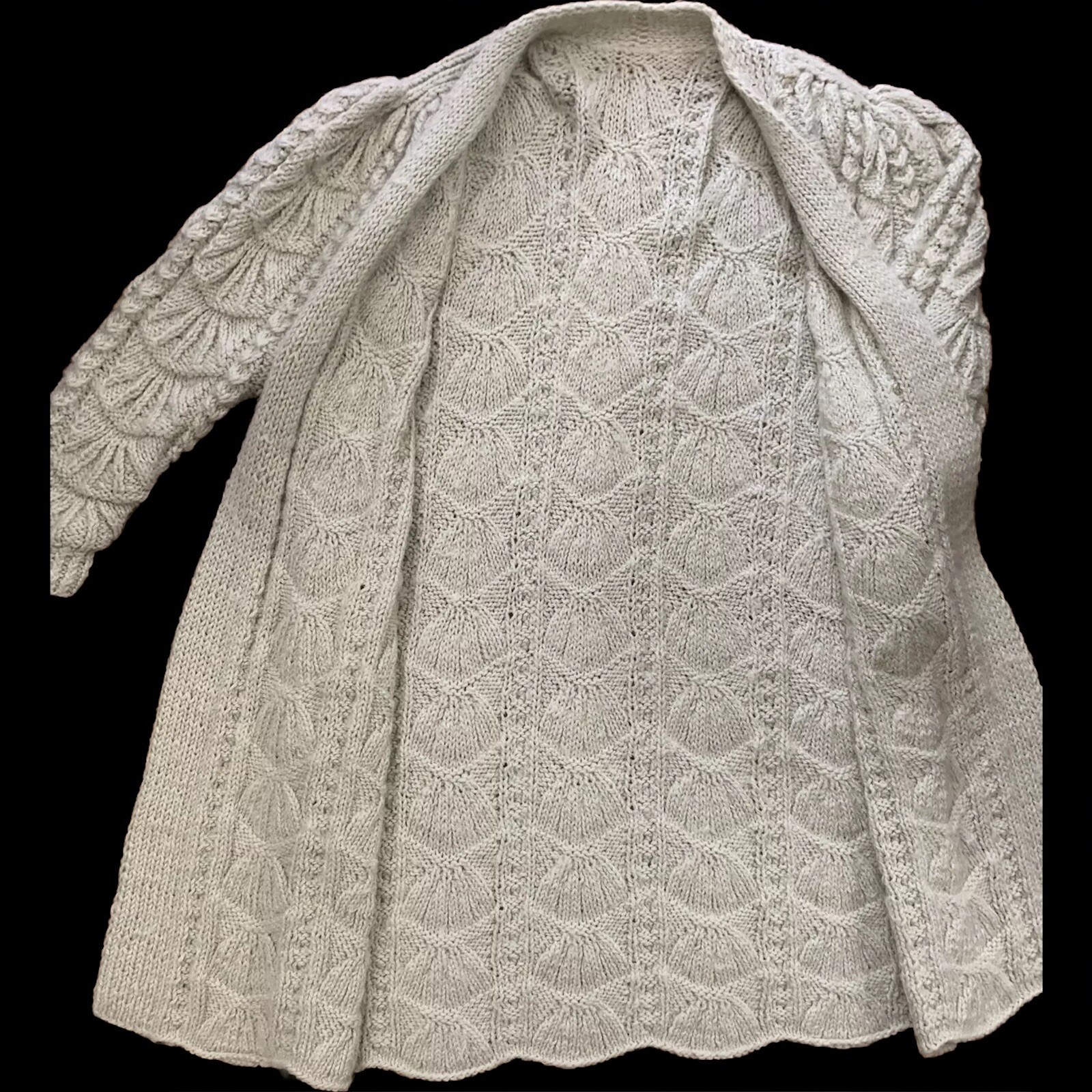 Vtg Mohair Wool Oversized Chunky Knit Cardigan Sweater Coat Oatmeal L XL XXL