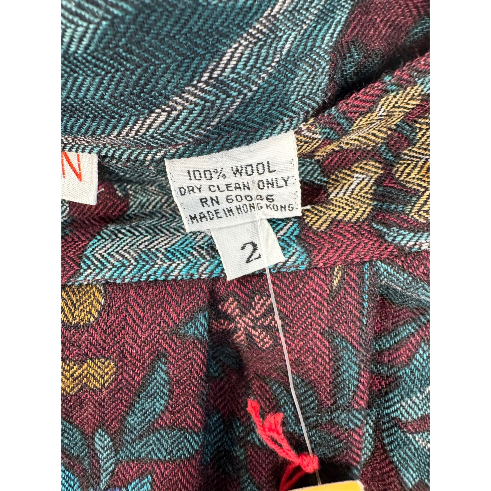 Jerri Sherman Vintage Wool Pleated Midi Skirt Burgundy Floral Pockets Size 2 NWT