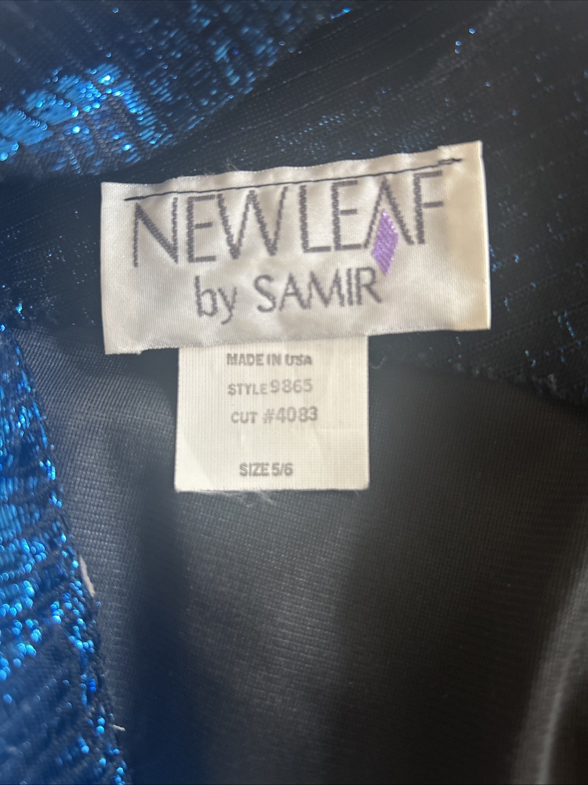 Vintage 1980’s New Leaf Blue Metallic Lame Fabric Asymmetrical Dress Size 5/6