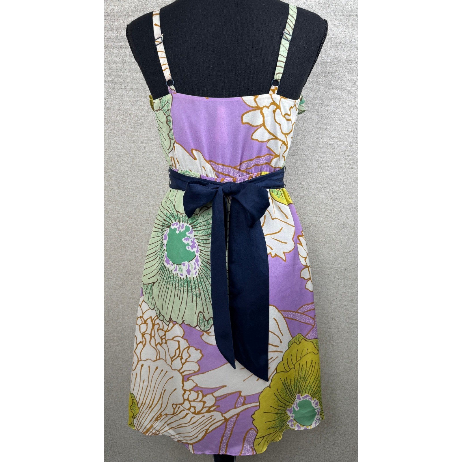 Vintage Y2K Maeve Anthropologie 100% Silk Floral Ruffle Dress — Size 0