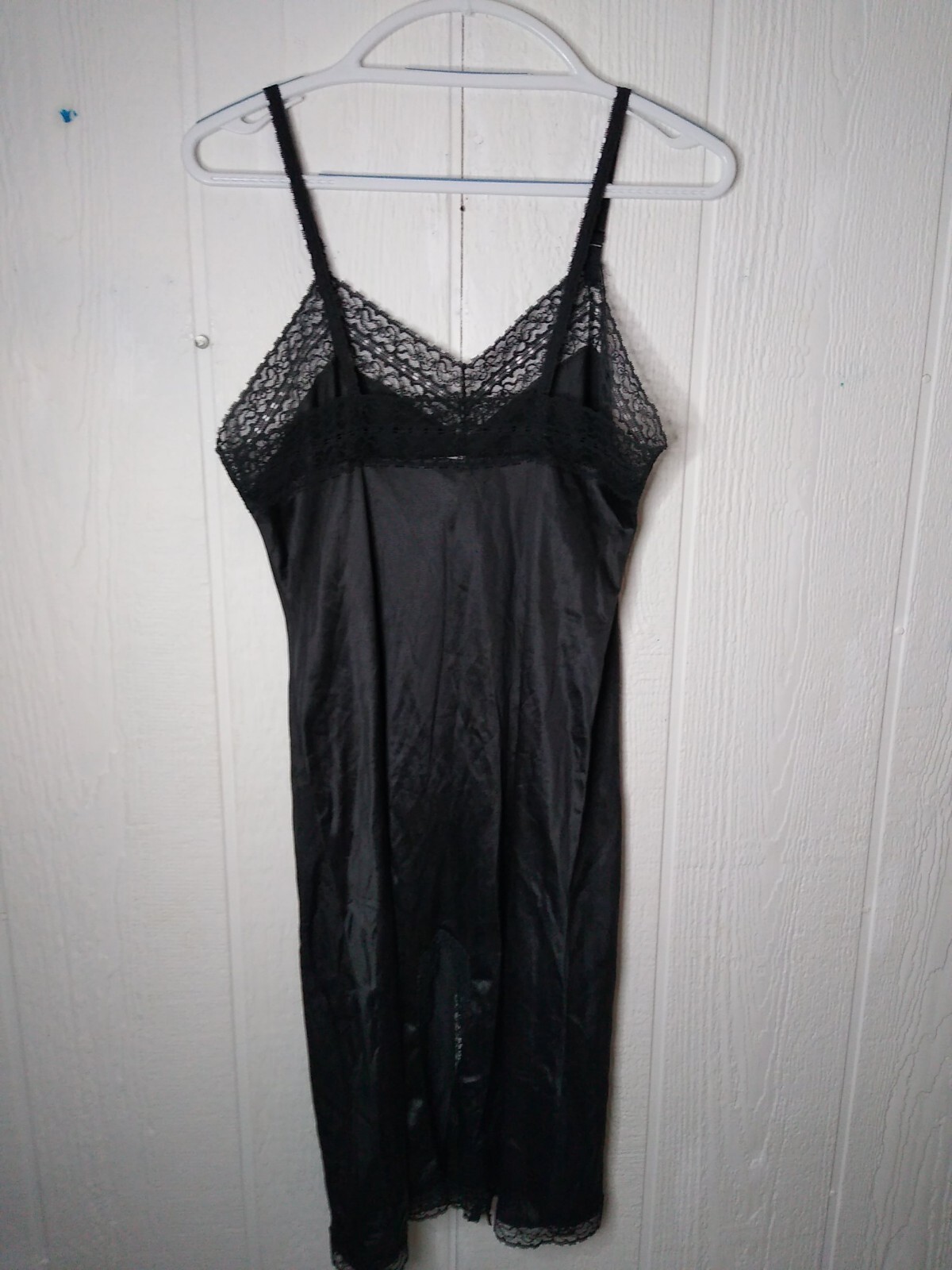 Vintage JC Penney Body Lites Full Slip Dress Nylon Lace Black Sz 34 Made in USA