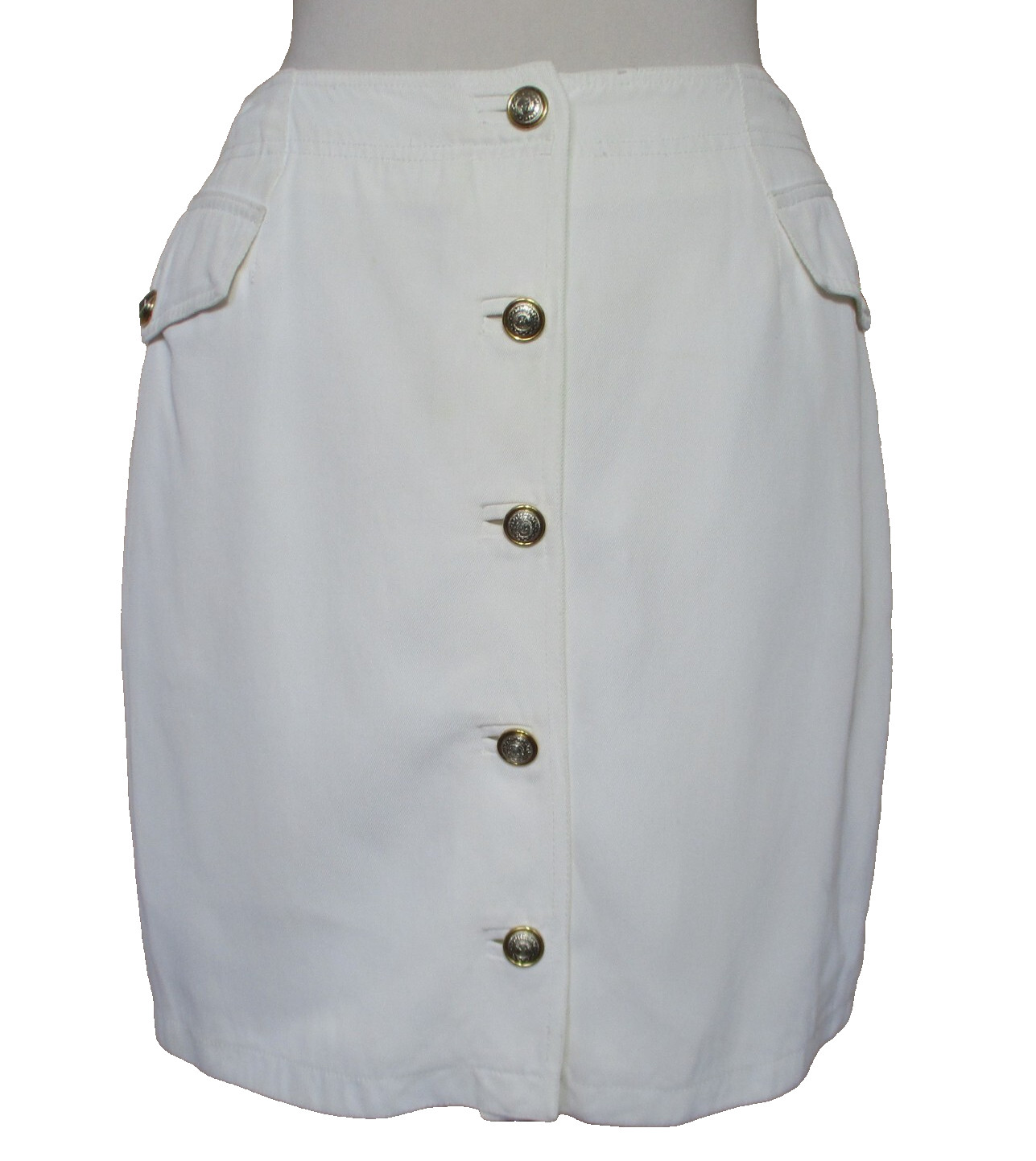 Vintage Y2K GIANNI VERSACE Versus White Mini Skirt SZ 30 / 44 Logo Buttons