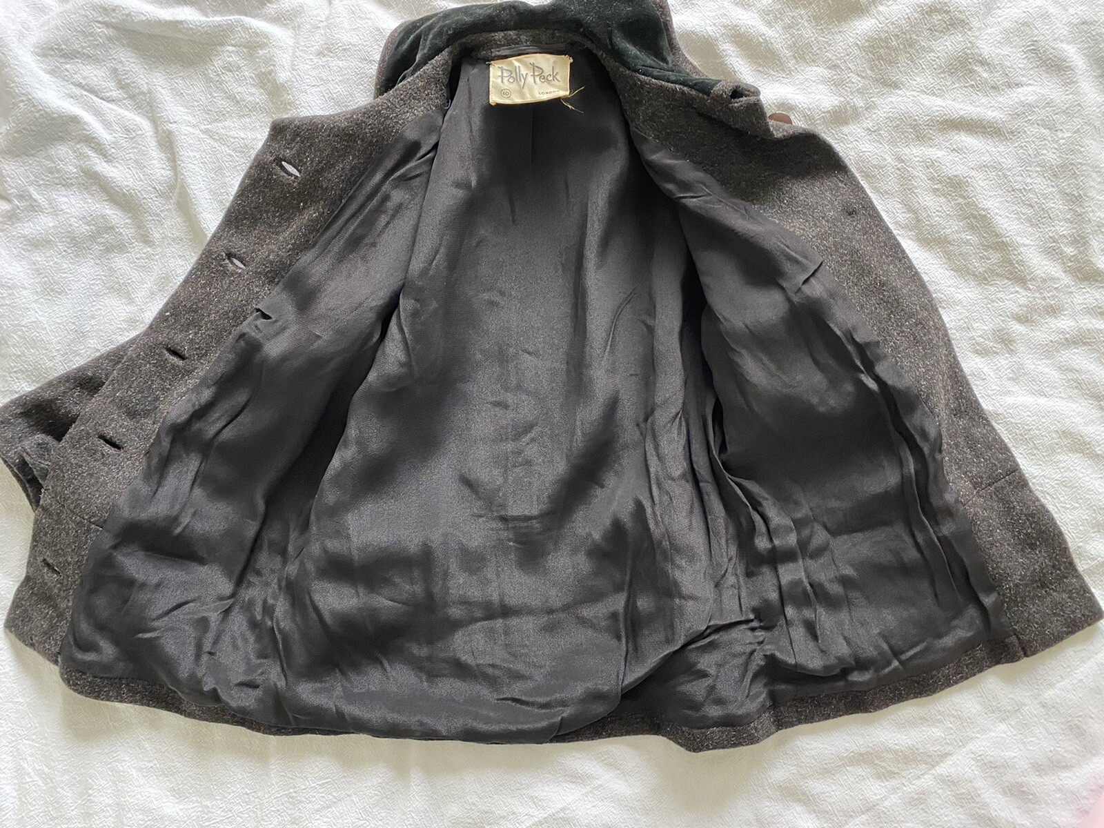 Vintage 50s 60s Sz S Sybil Zelker Polly Peck Wool Velvet Jacket Belt Grey Short