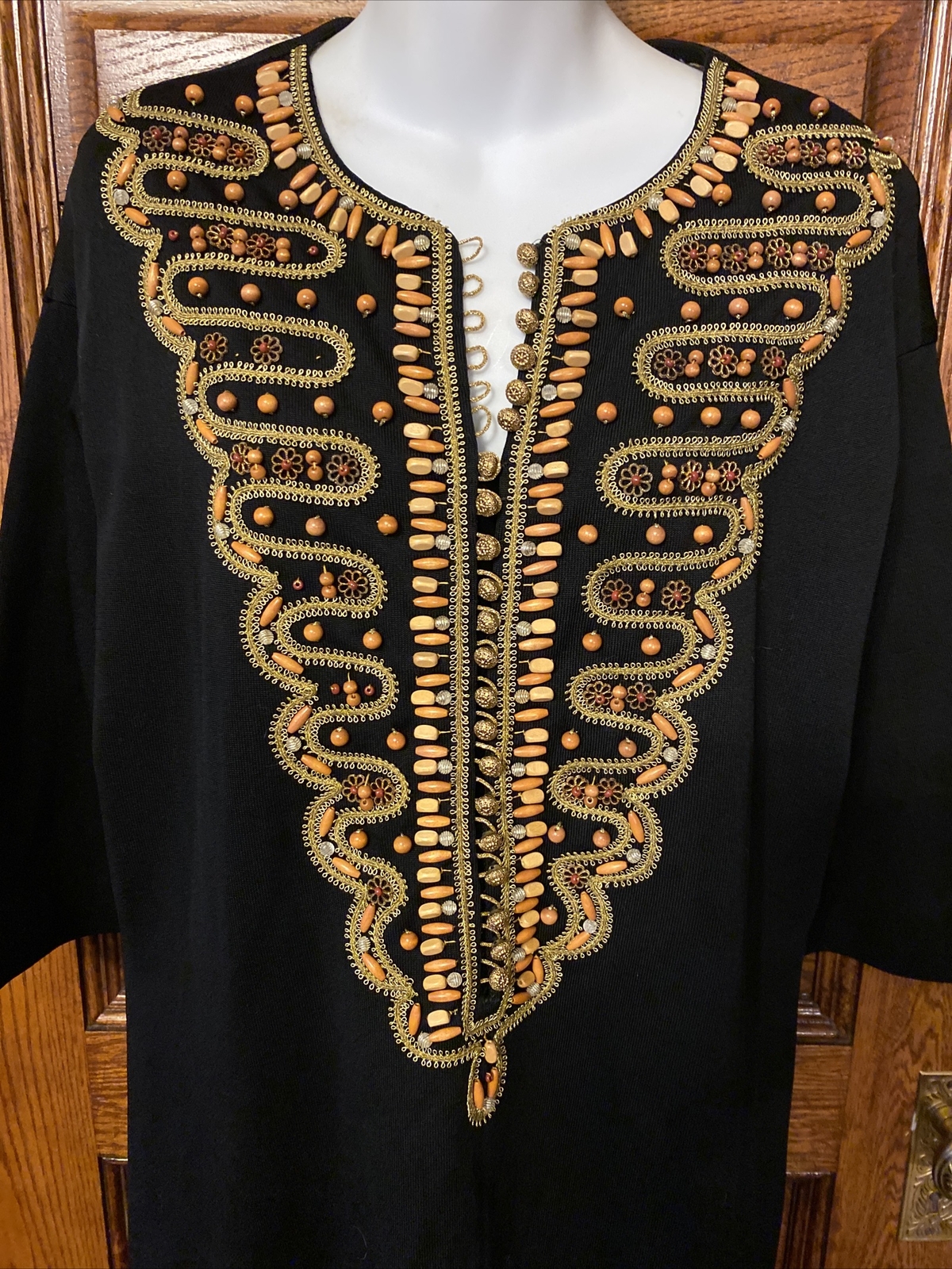 Rare Vintage 1960s GINO PAOLI, ITALY Heavily Beaded & Embellished Maxi DRESS