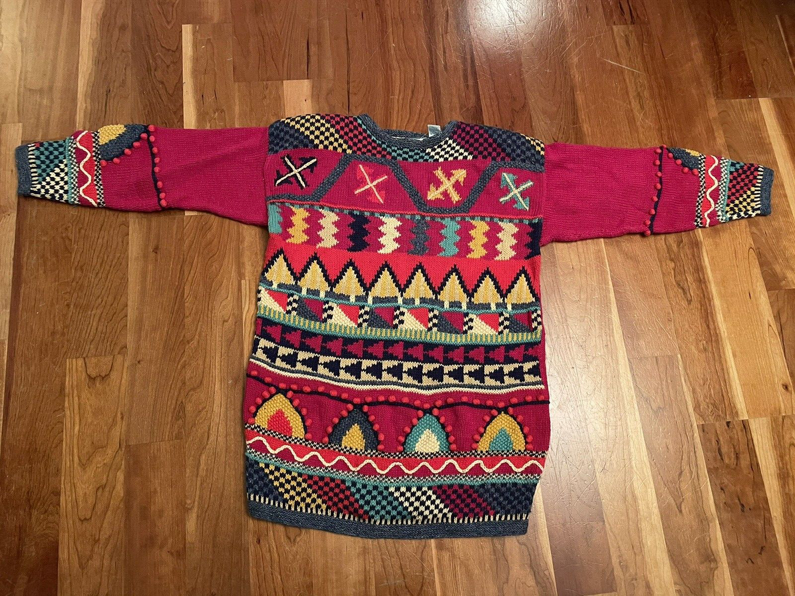 Vintage Segrets Sun Prints Sweater Women’s (L) Geometric Pink & multicolor 1990s