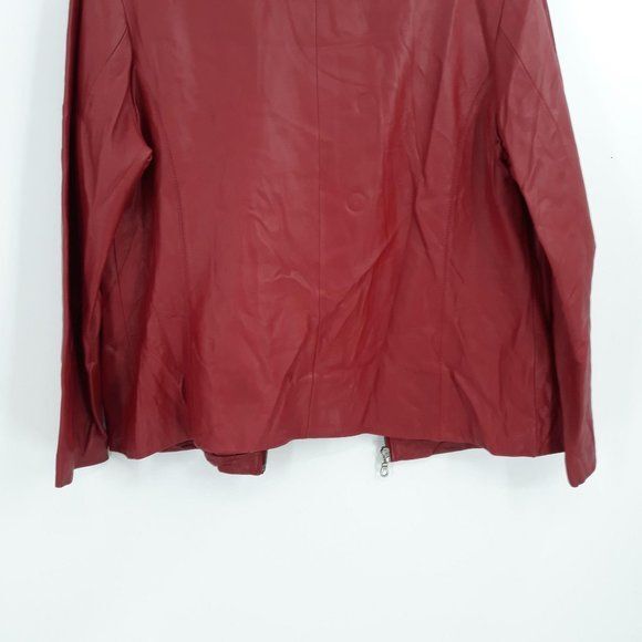 Vintage Midnight Velvet Jacket Faux Leather Moto Biker Zip Up Insulated Red XL
