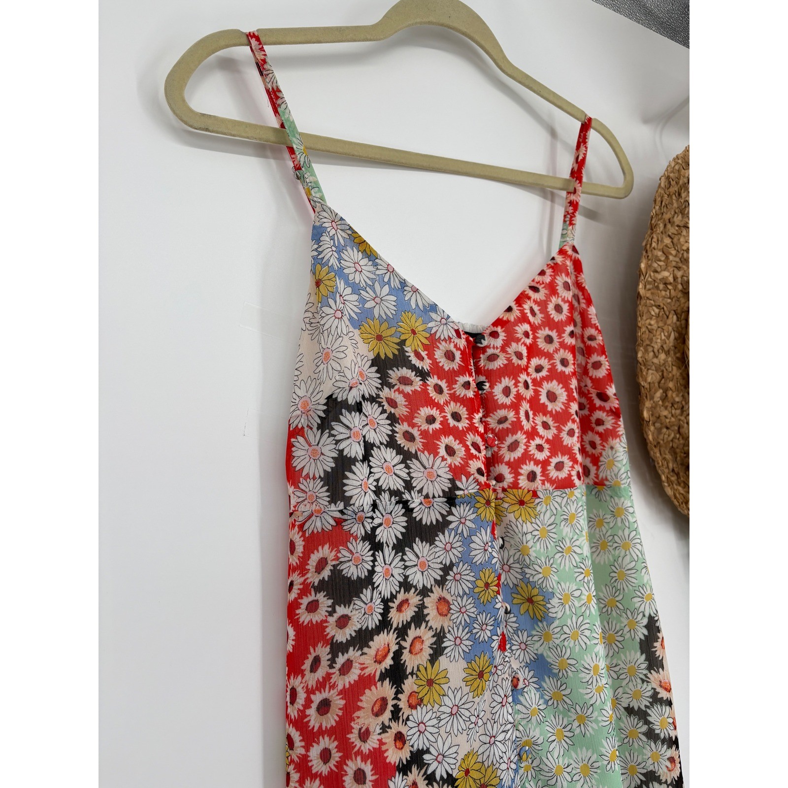 Sanctuary Every Day Ditsy Floral Button Front MIDI Slip Dress Chiffon Multi Sz 6