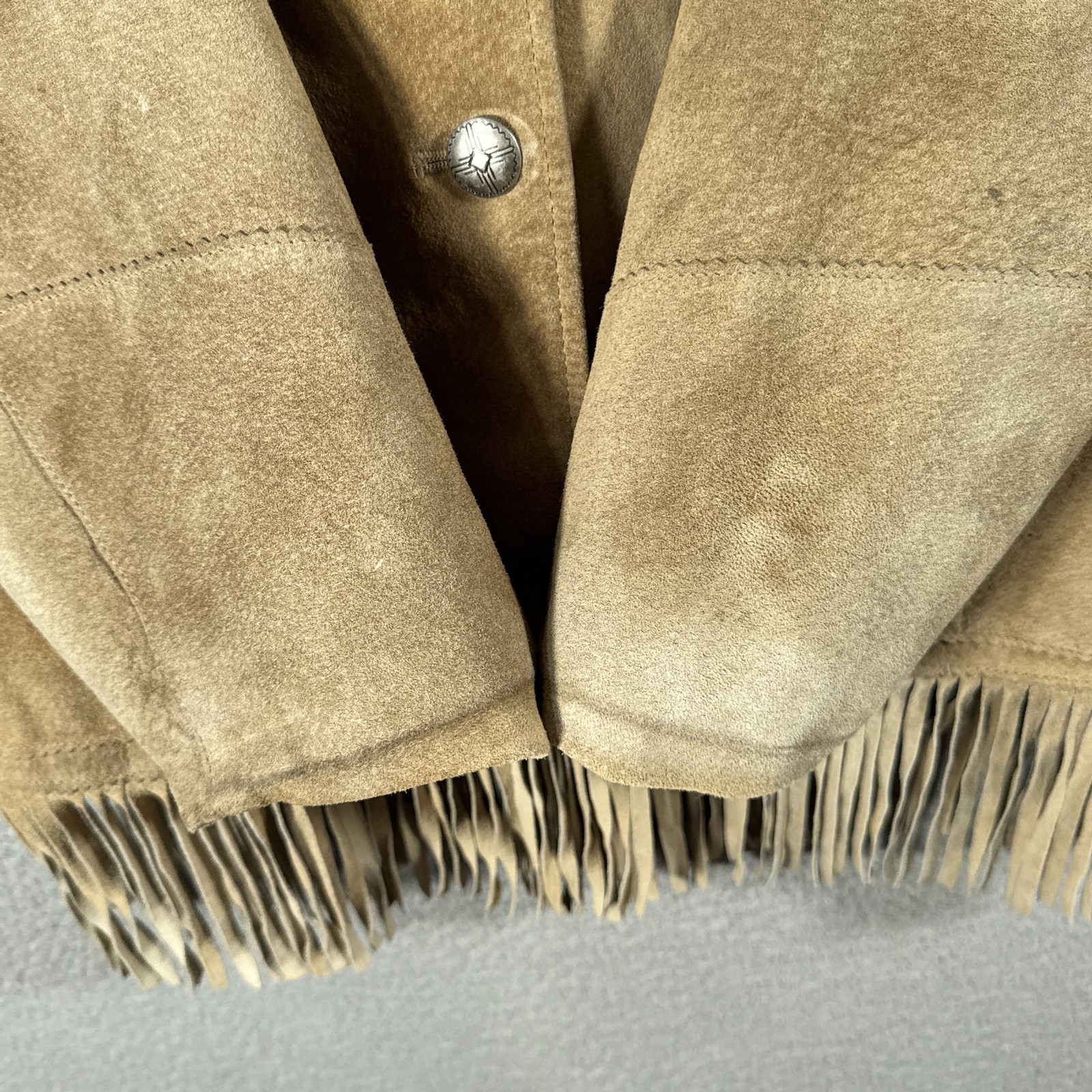 Vintage Ralph Lauren Suede Fringe Jacket Womens Large Brown Western Cowgirl FLAW