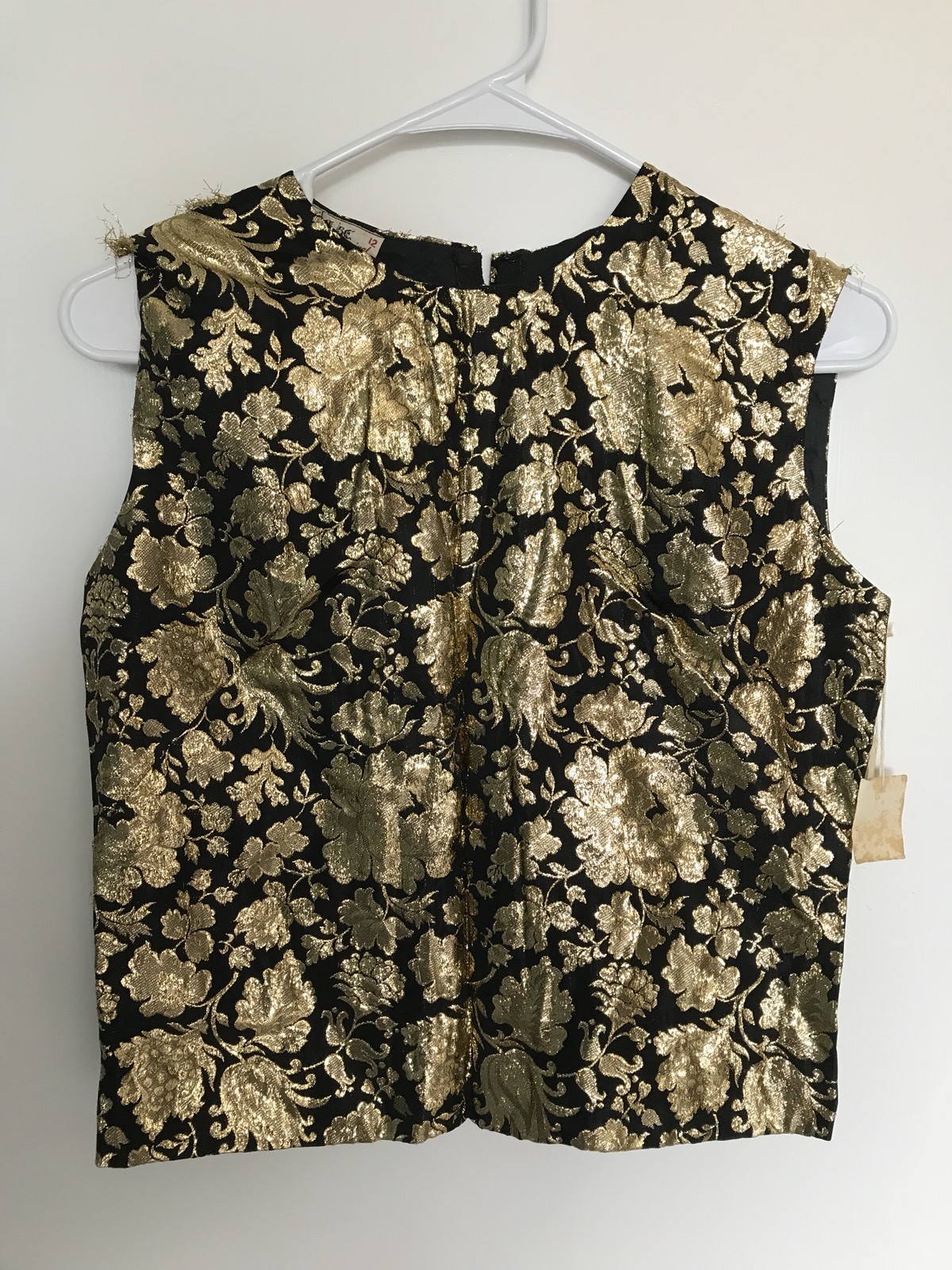 LUREX Black Gold Floral Set Vintage HONG KONG Mid Century MOD Sz M/L WITH TAGS