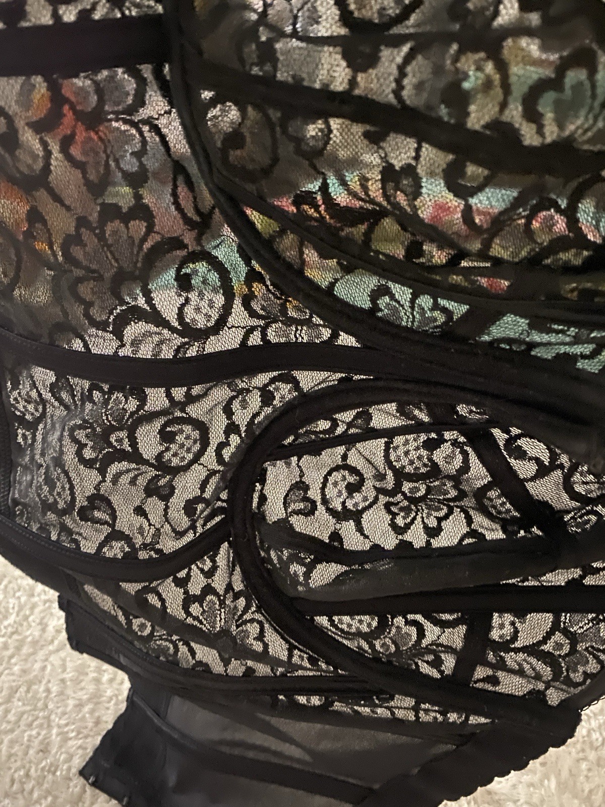 VTG POINTY LONG LINE WAIST NIPPER BRA STRAPLESS 36G PIN UP BURLESQUE HOLLYWOOD