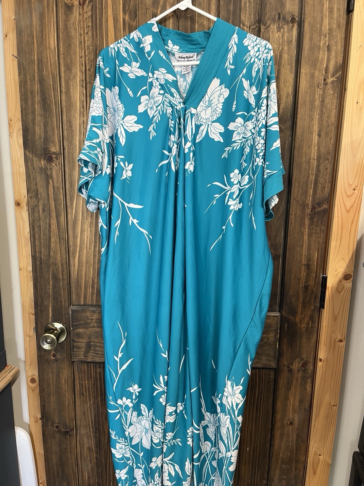 Vintage Anthony Richard’s Kaftan House Dress Mumu 3x Hawaiian Turquoise India