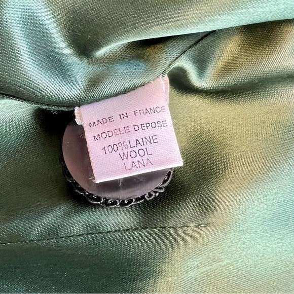 vintage BONPOINT green 100% wool suit black trim France whimsical luxury preppy