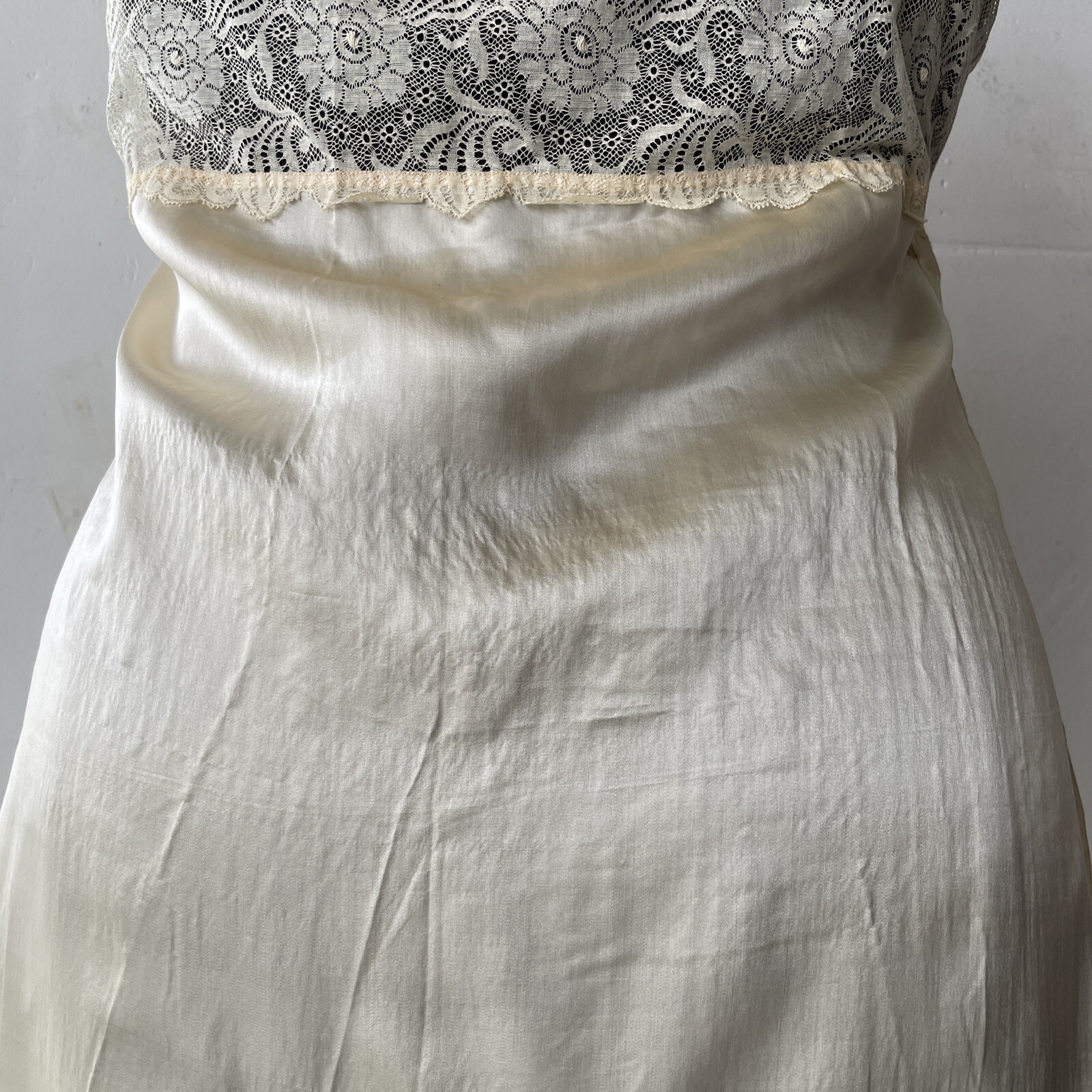 Antique VOLUP 1920s – 1930s Silk Step In Button Up Crotch Teddy Dress Slip XXL