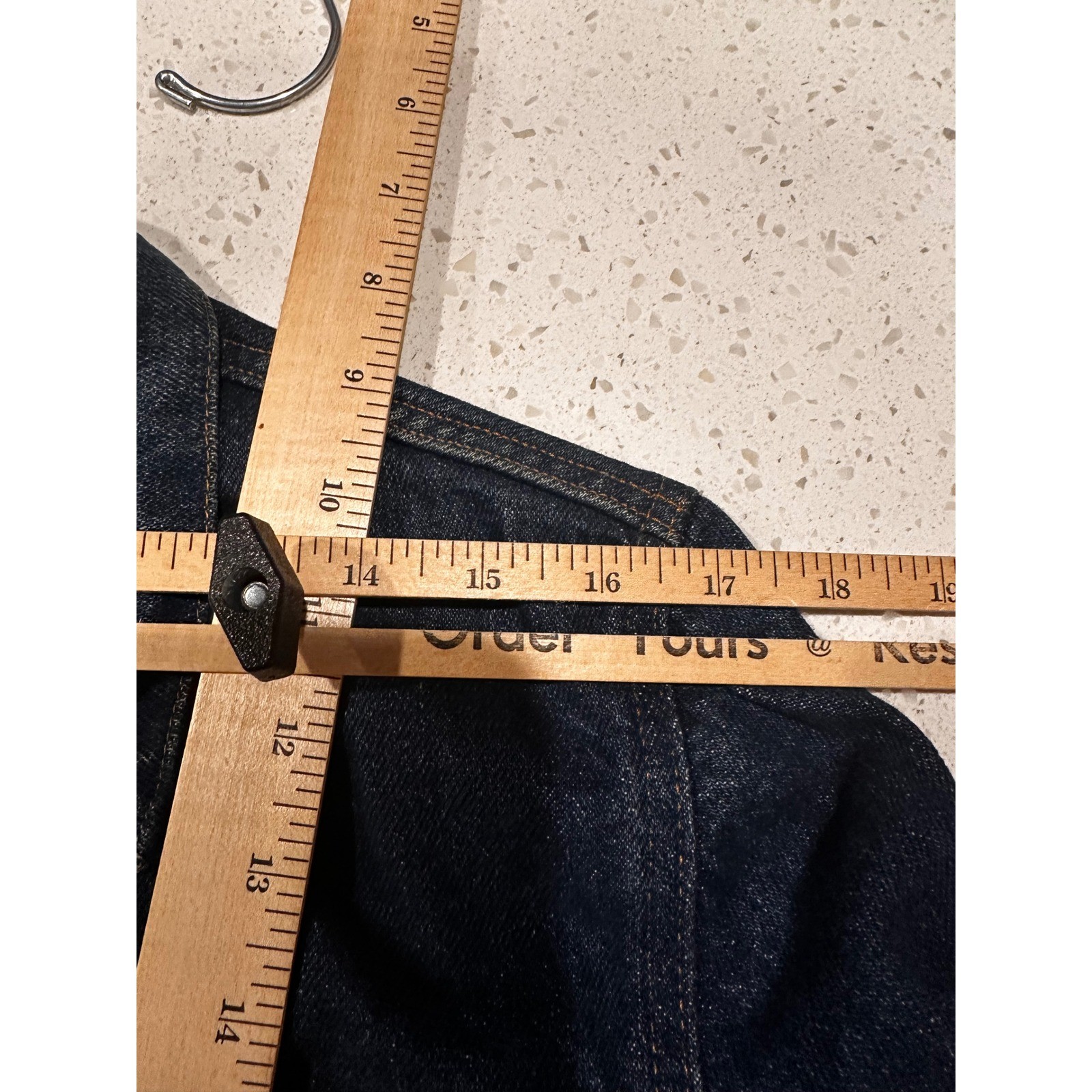 Vintage 1970s Sears Roebucks Denim Trucker Jacket USA Dark Wash Size 18 read