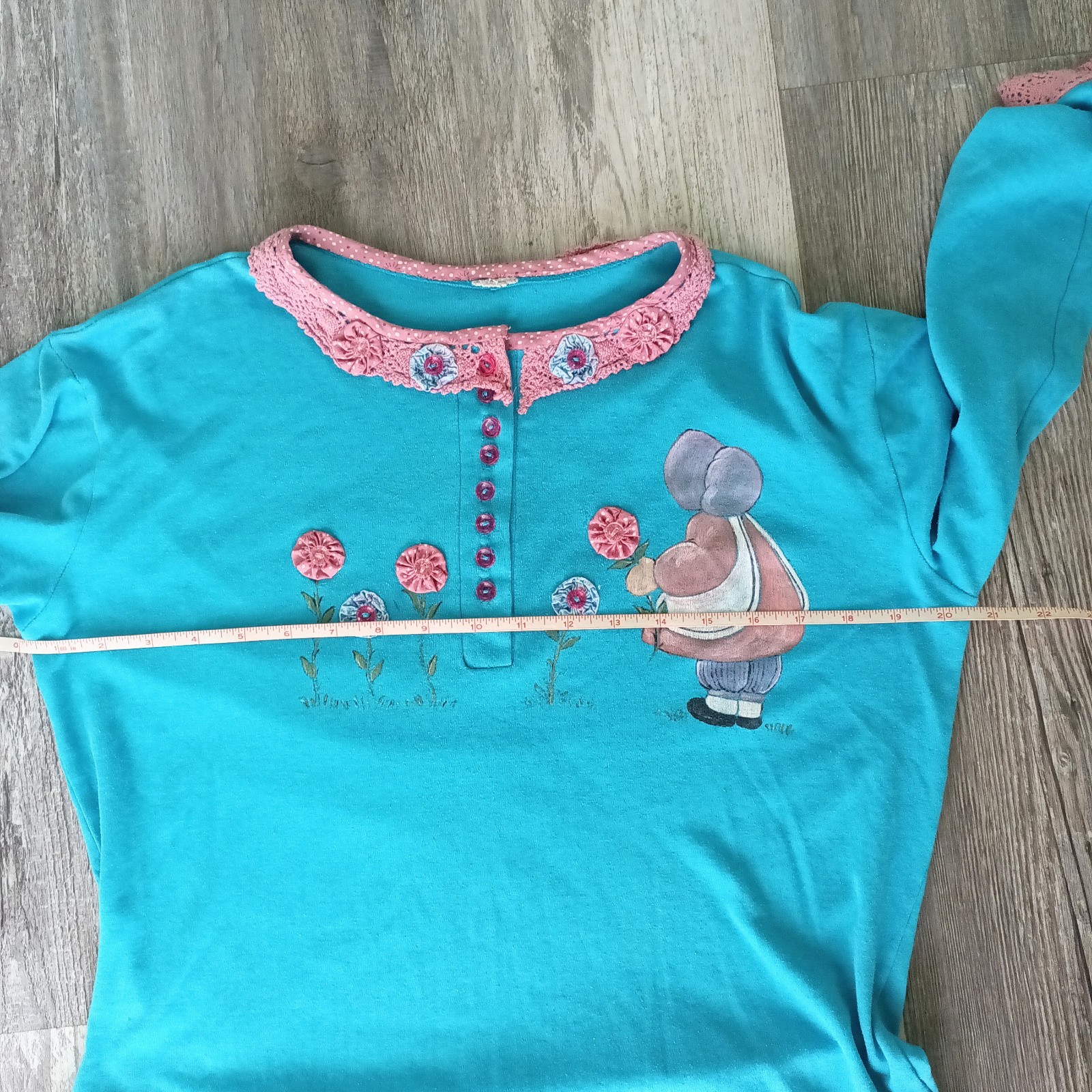 HollyHobby Granny Cottage Core Prairie Turquoise Coquette Floral Lace VTG Fairy