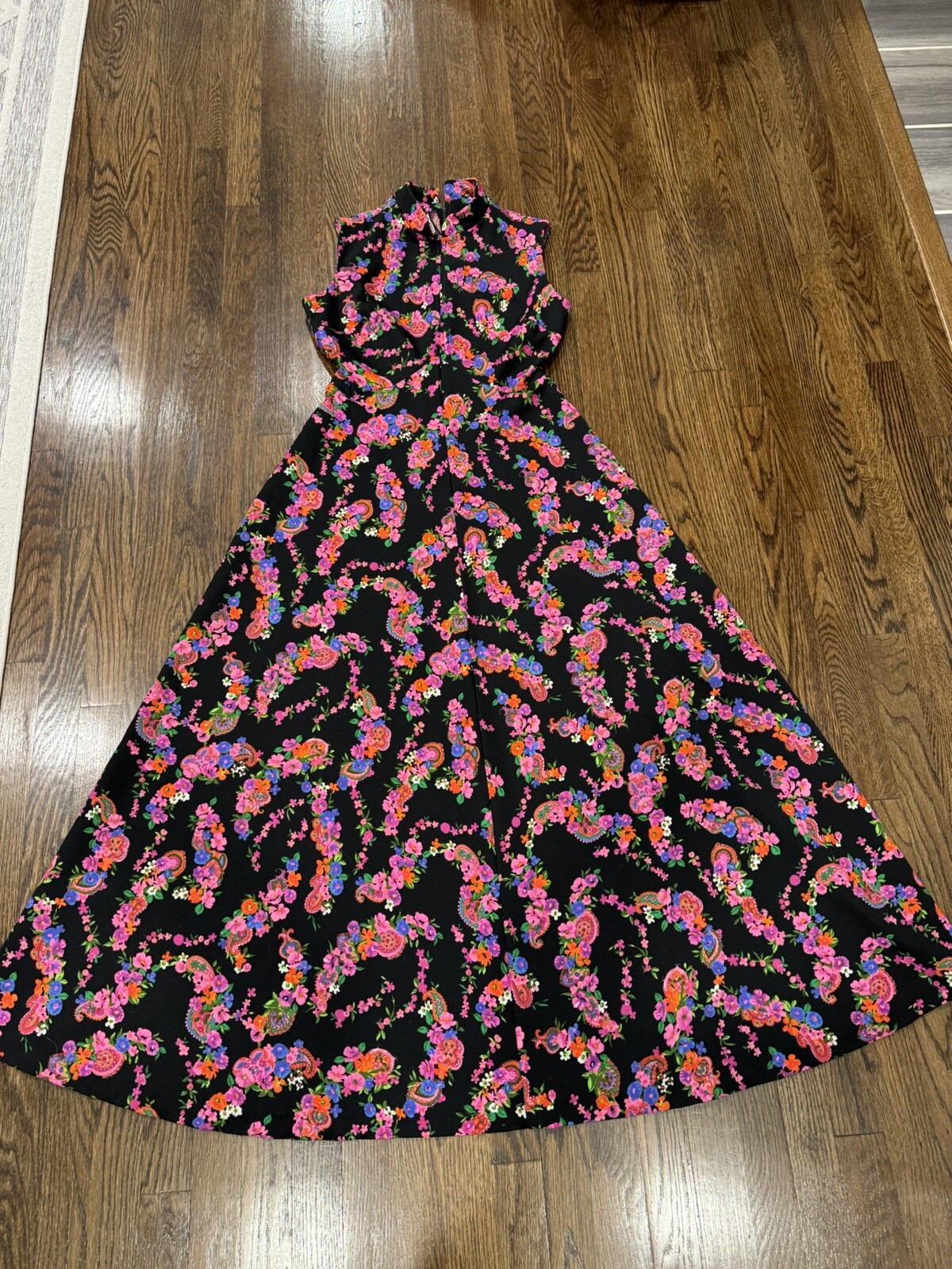 Vintage 70’s It’s Better X Floral Mod Retro Hippie Long Maxi Dress Double Knit