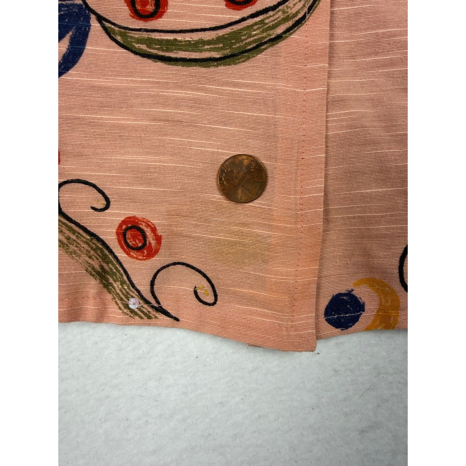 Vintage Alex Kim Silk Jacket Salmon peach Abstract Hand Painted Sequin Large
