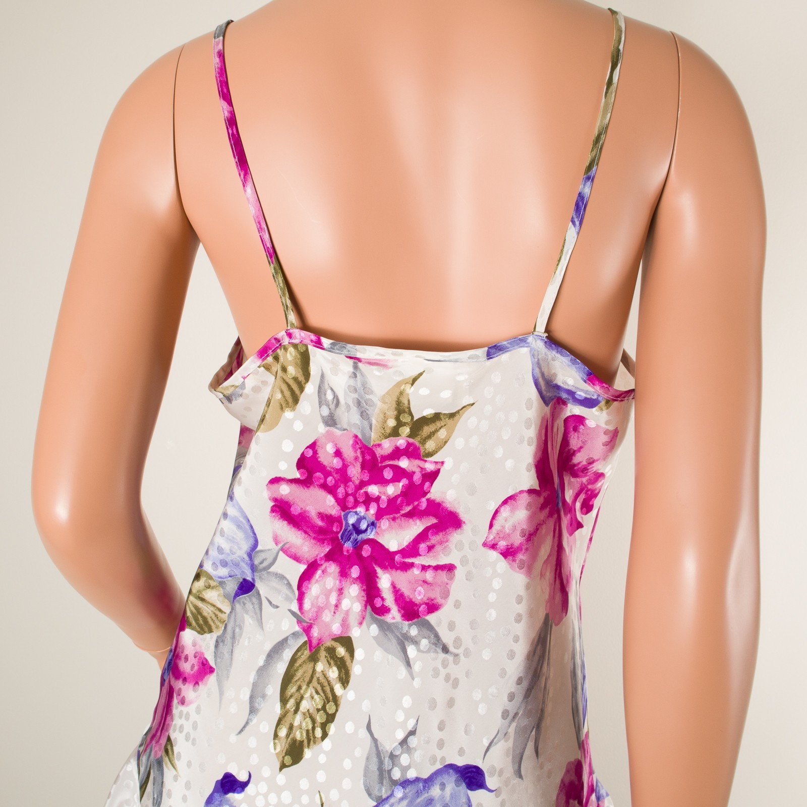 💖 Vintage CALIFORNIA DYNASTY Nightgown L Floral Shiny Coquette Flare Lingerie