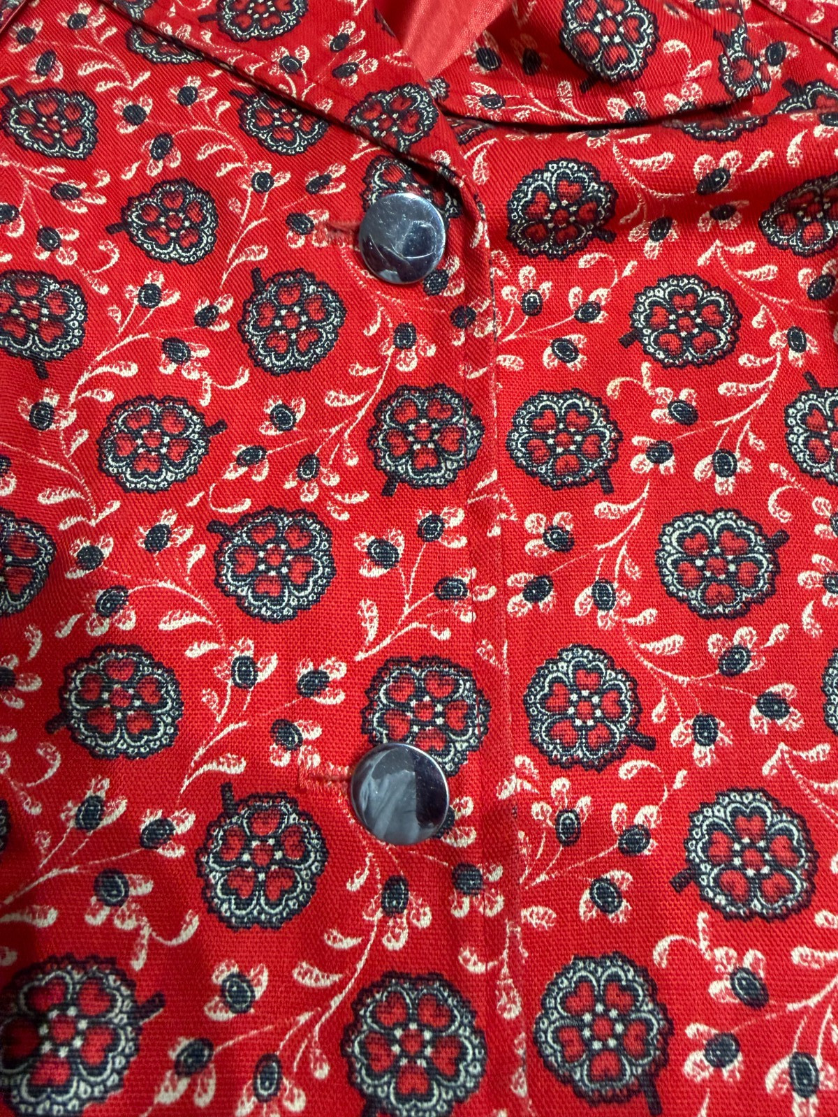 Vintage Red Boho Y2K Print Medallion Jacket Womens Regular Medium Cotton Vintage