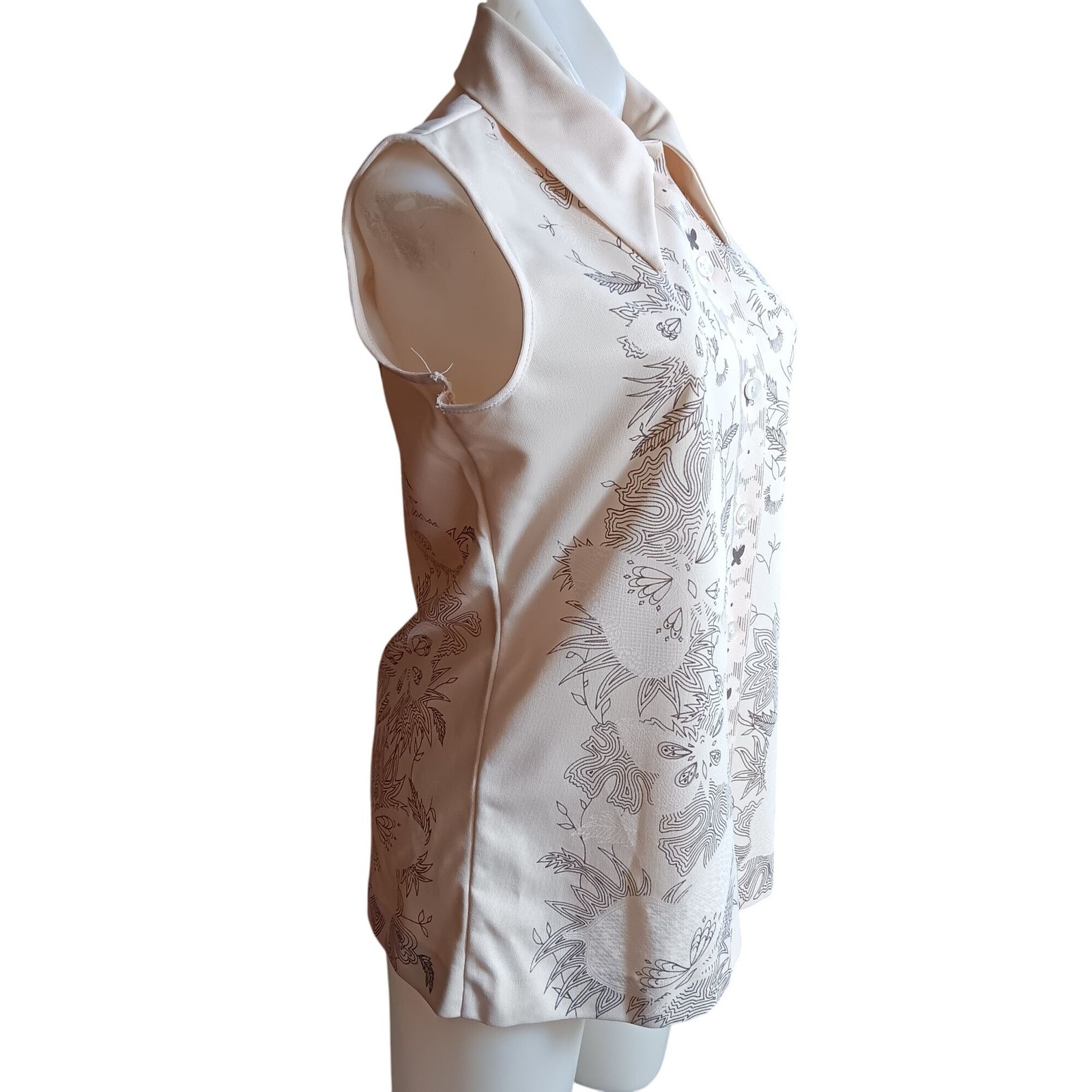 True Vintage Butterfly Large Sleeveless Top Polyester Boho Sleeveless 1970’s