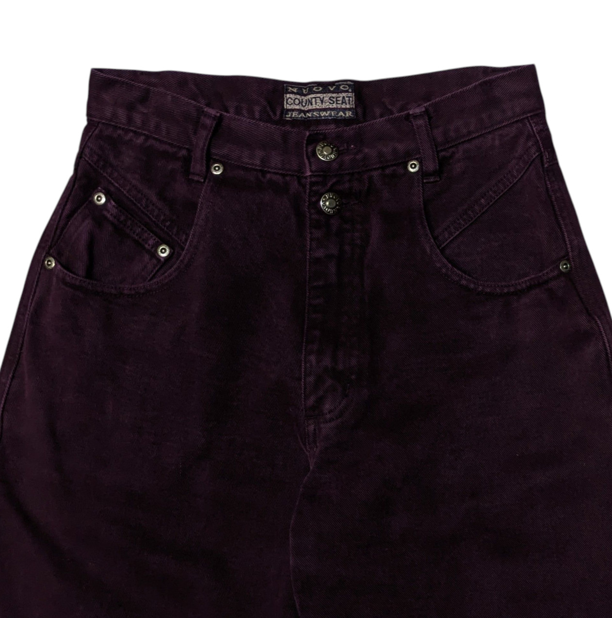 VTG 80s Nuovo Purple Denim Western Jeans Size 7/8 Long (26×33) High Rise Retro