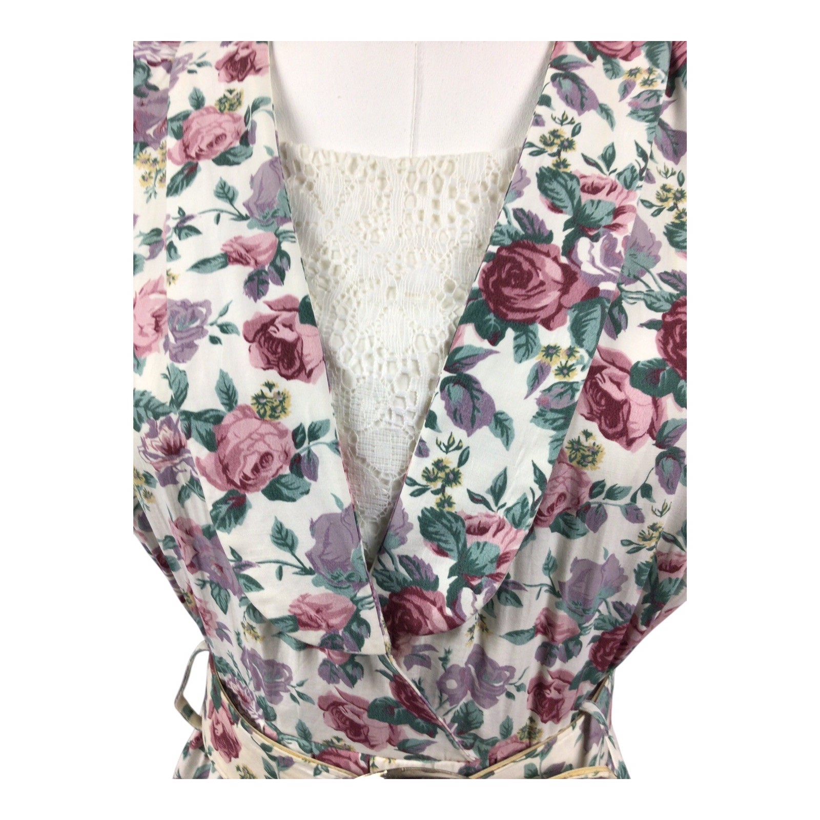 Vintage S. L. Petites Floral Dress Sz 8 Belted Pockets Padded Shoulders Modest