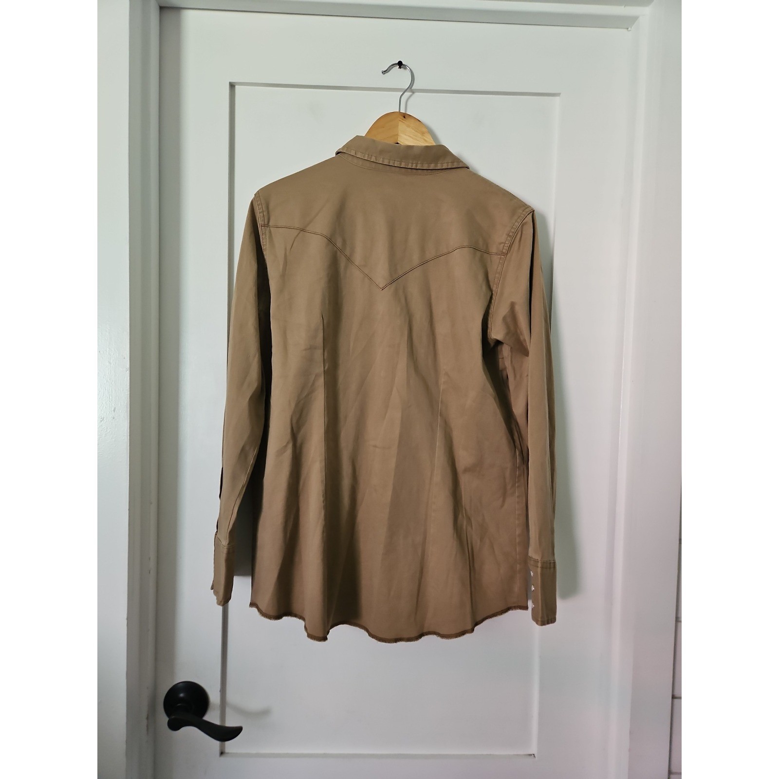 Wrangler Retro NWT Western Pearl Snap Shirt L Tan Khaki Cowgirl Ranch