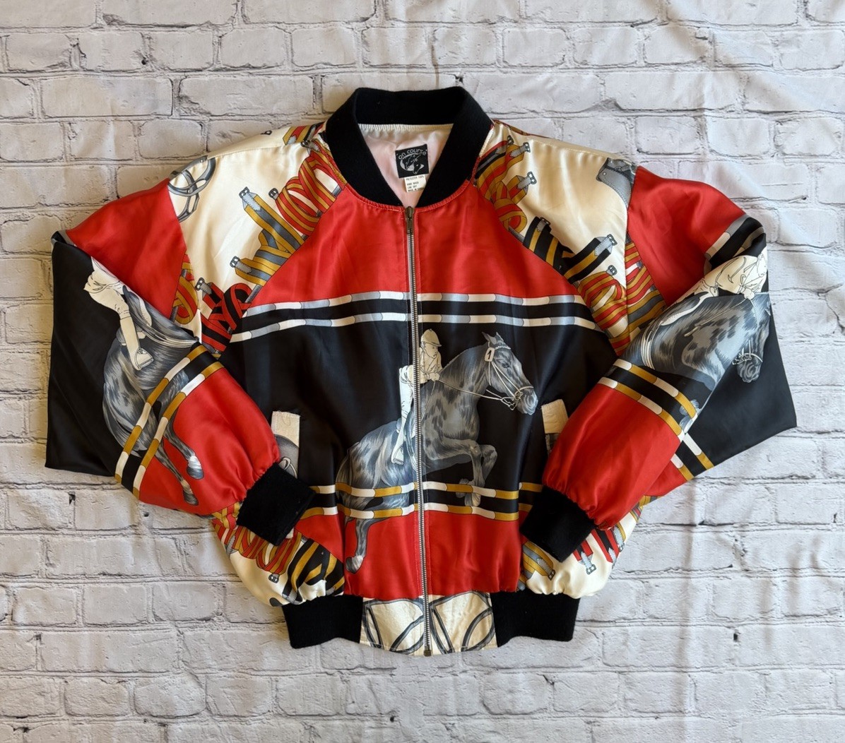 Vintage 1980s Equestrian Bomber Jacket On Course Miller’s Womens Med. EUC Horse
