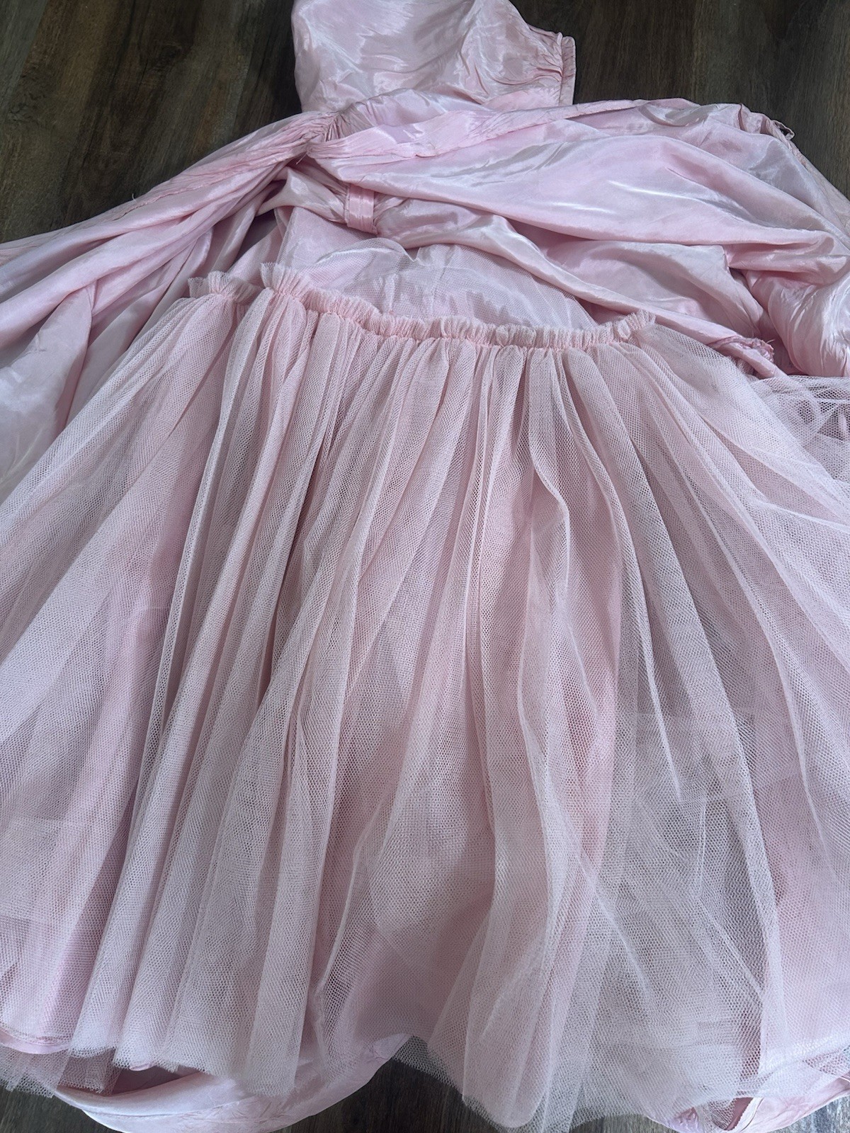 Vintage 1950s Will Steinman Rose Pink Cupcake Satin Silky Prom Gown Dress