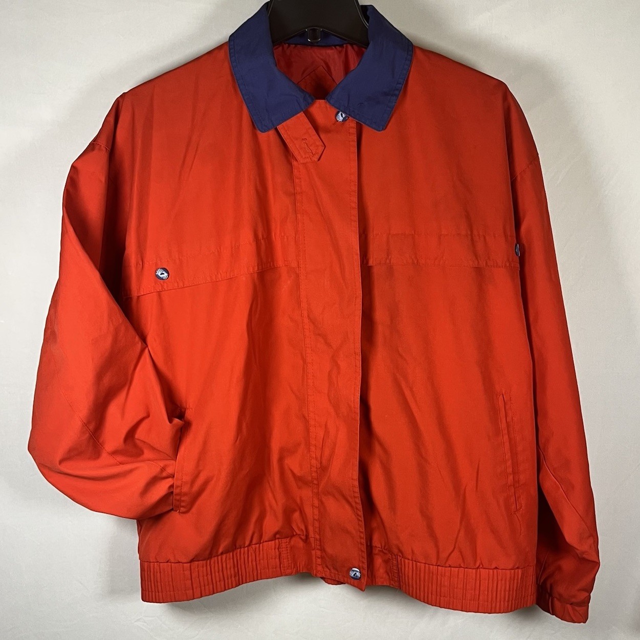 Sergio Valente Vintage 80s jacket Bomber Red Blue Zip Button Size Medium Adult