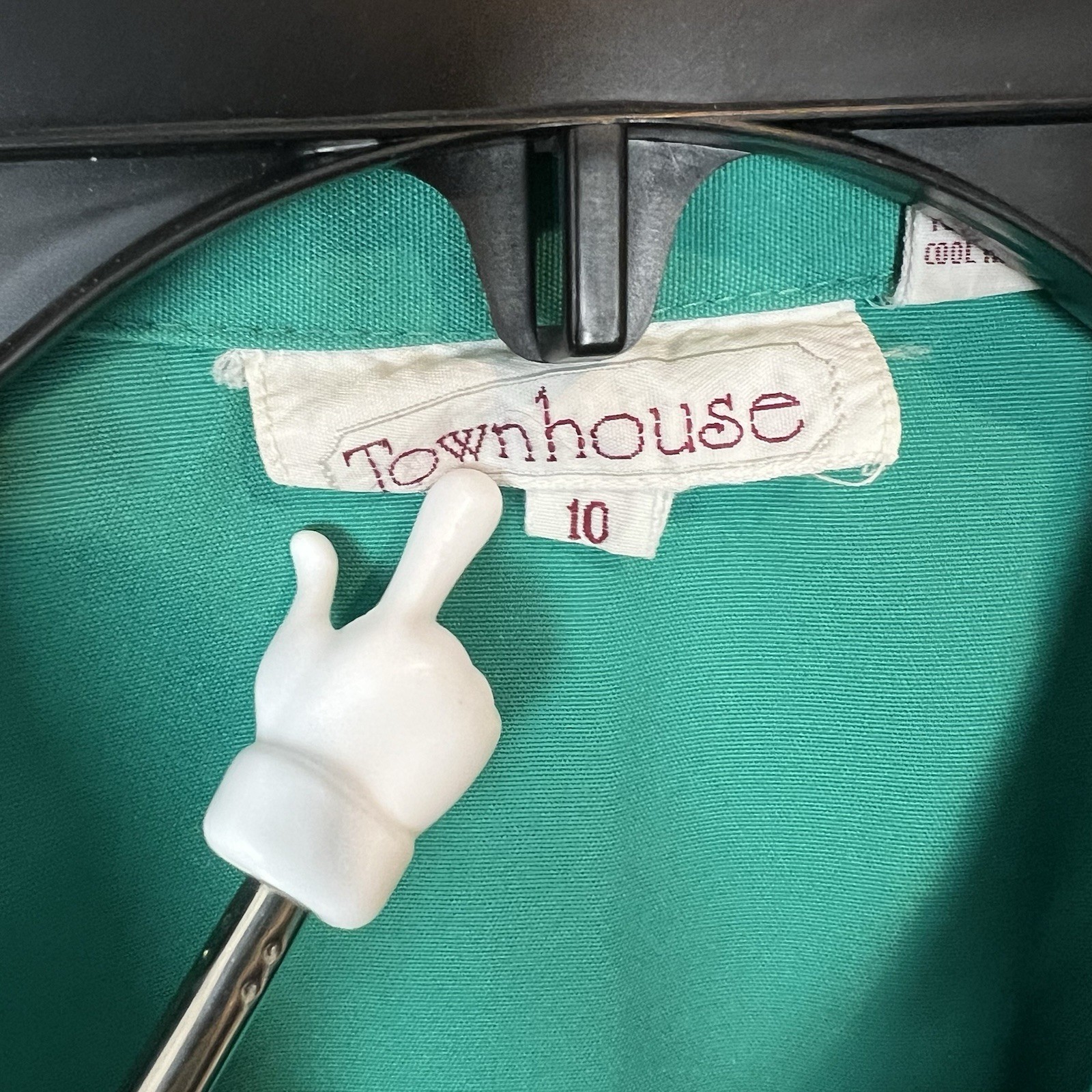 Vintage House Dress Women’s Size 10 Townhouse Green White Details – Runs Small