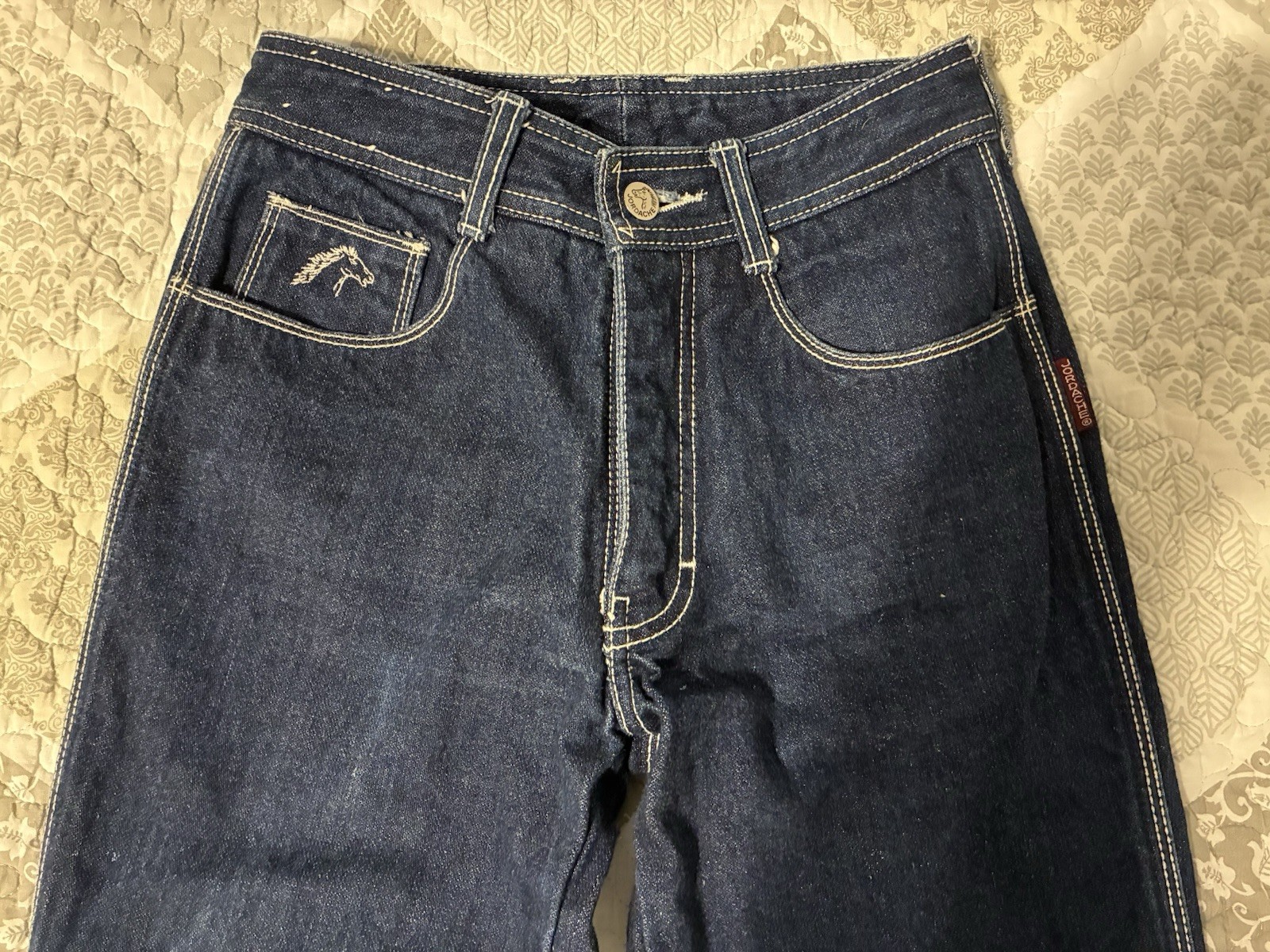 Vintage Jordache Dark Wash Jeans W/Horse Head Logo White Stitch Women’s Size 27