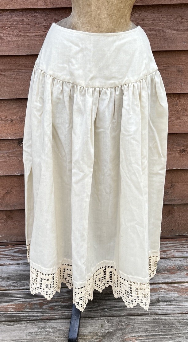 Victorian Cream Wool Petticoat with Crocheted Trim, Ladies, Girls