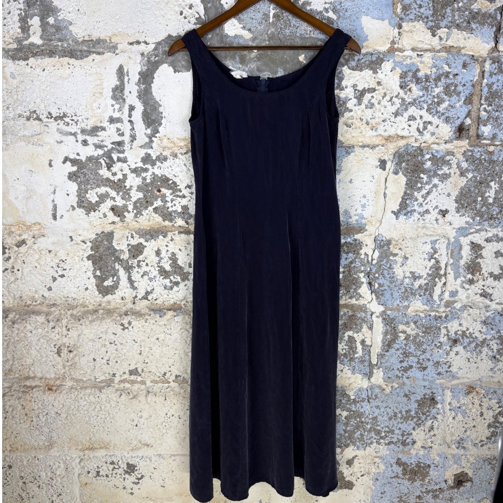 Vintage 90’s Silk Midi Whimsigoth Dress Purple Sleeveless Scoop Neck A-Line Sz S