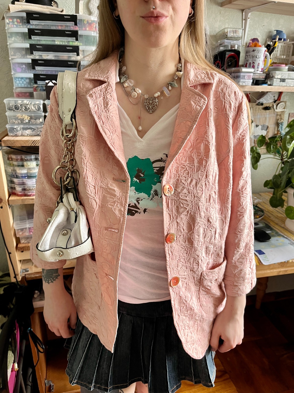 Rare Vintage Fair Lady Pink Womans Germany 3/4 Sleeve Jacket Size M